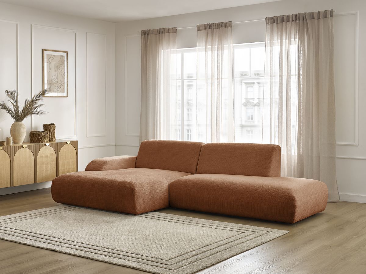 Bobochic Sirius Ecksofa 300 × 170 cm Strukturstoff Orange Ecke links