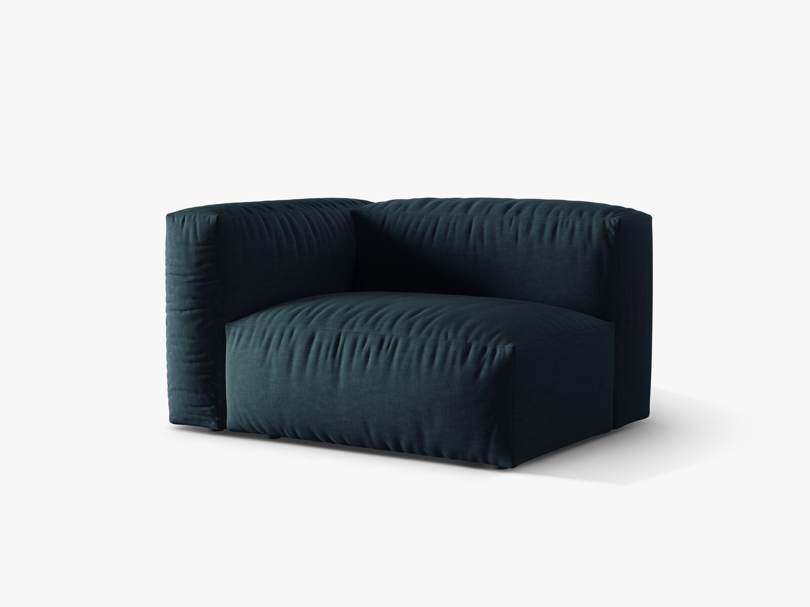 Micadoni Eckmodul Martina 1-Sitzer Links Strukturierter Stoff Boston Jeansblau