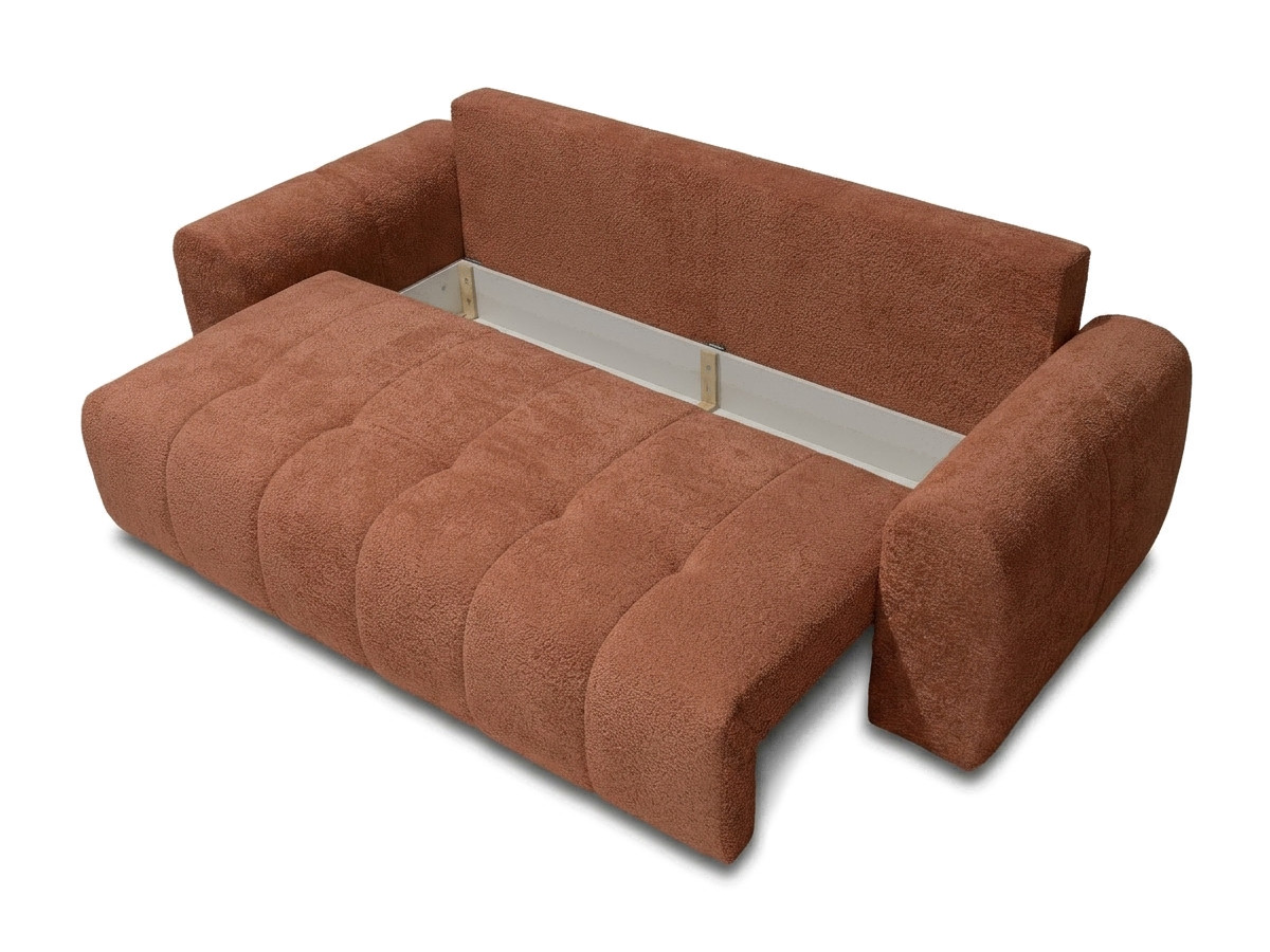 Bobochic Roxelane Schlafsofa 3-Sitzer mit Bettkasten Bouclé-Stoff Orange