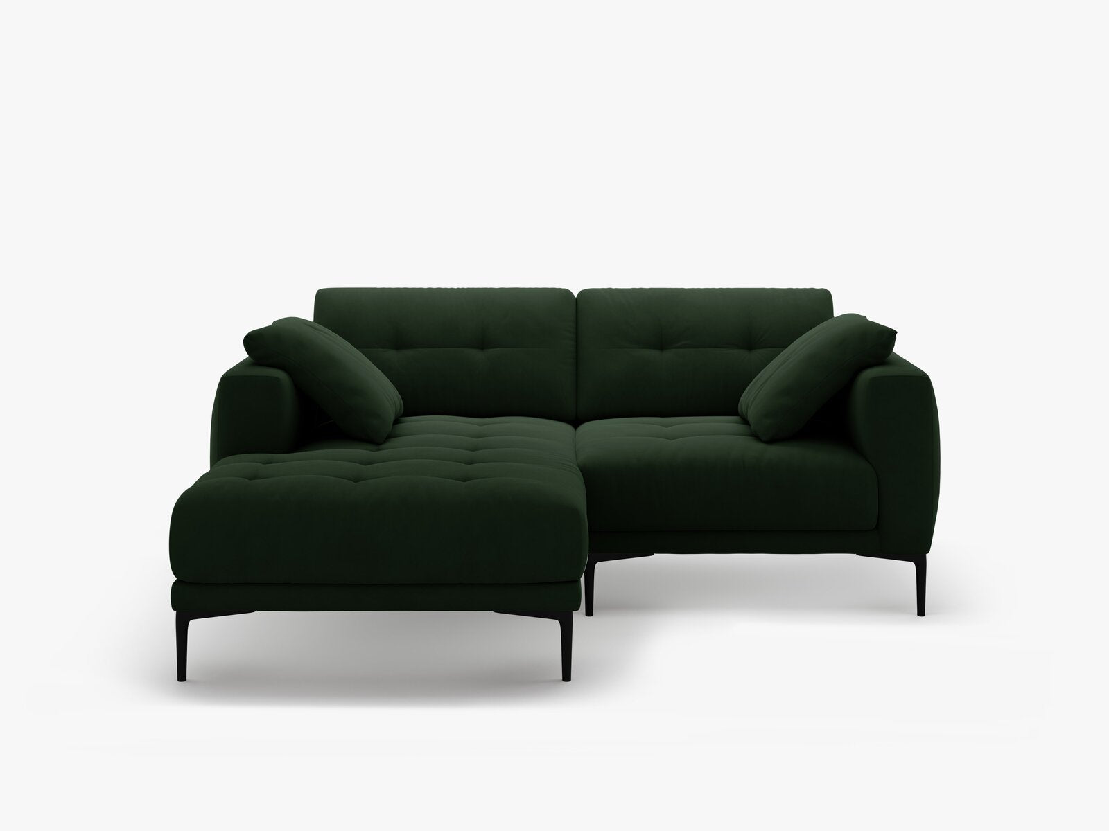 Micadoni Ecksofa Bemy 2-Sitzer Links Samt Flaschengrün