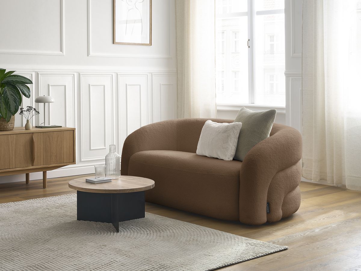 Bobochic Elina Sofa 2-Sitzer Bouclé-Stoff Braun