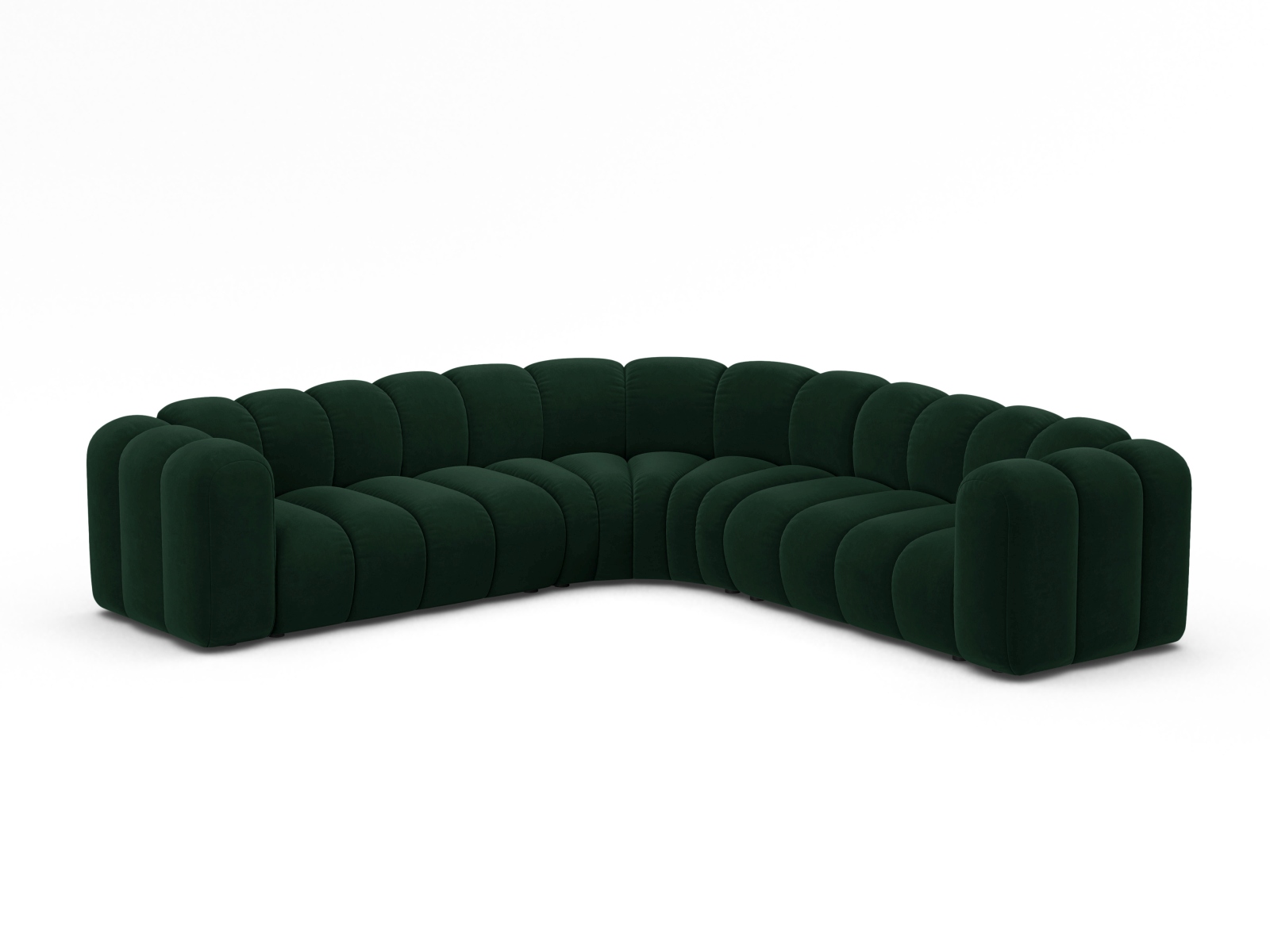 Micadoni symmetrisches Ecksofa Lupine 5-Sitzer mittelgroß Samt Salvador Flaschengrün