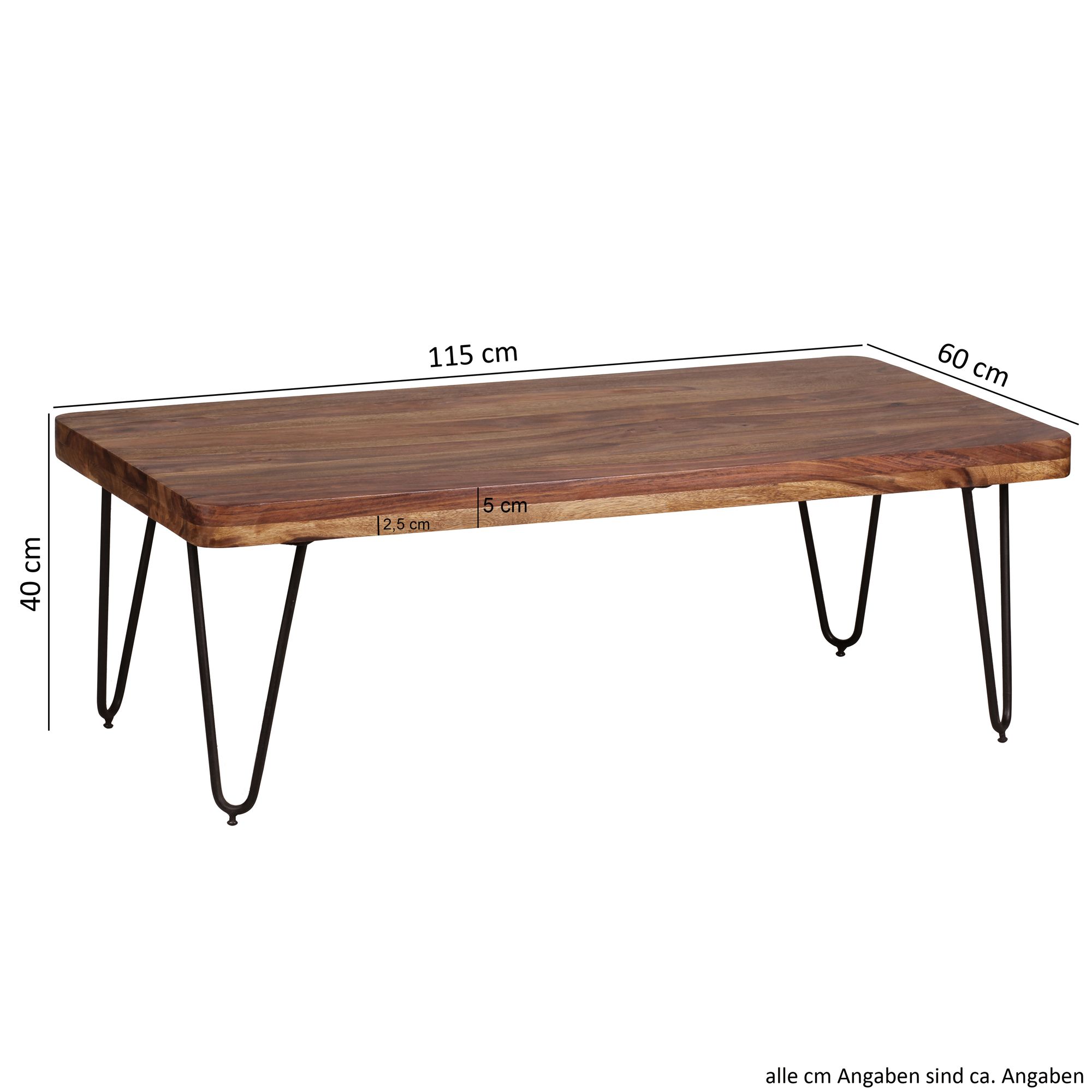 Couchtisch Agdenes Massivholz Sheesham 115 × 60 × 40 cm