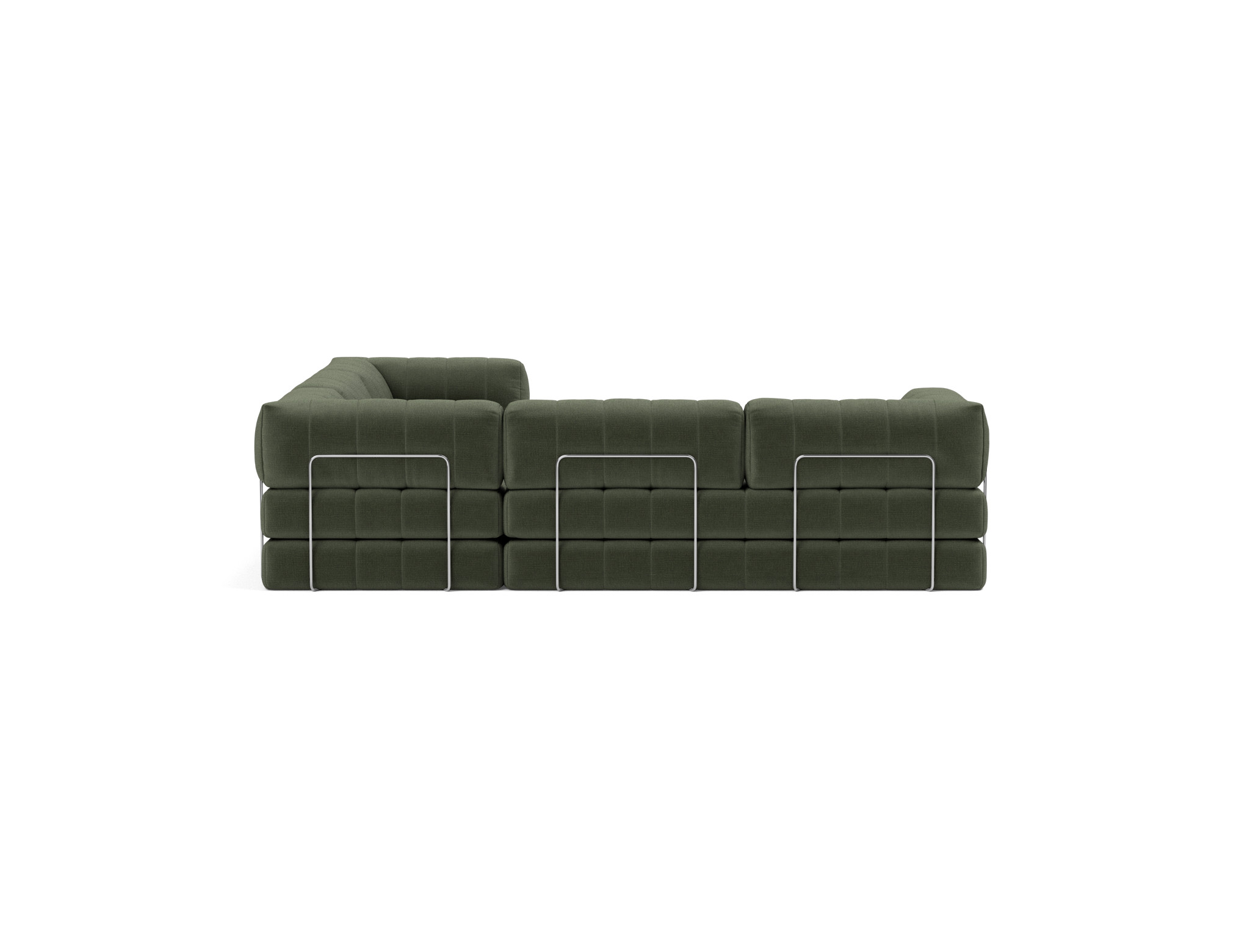 Eck-Schlafsofa CozyPad mit Armlehnen Chenille Esina 413-Olive-Green