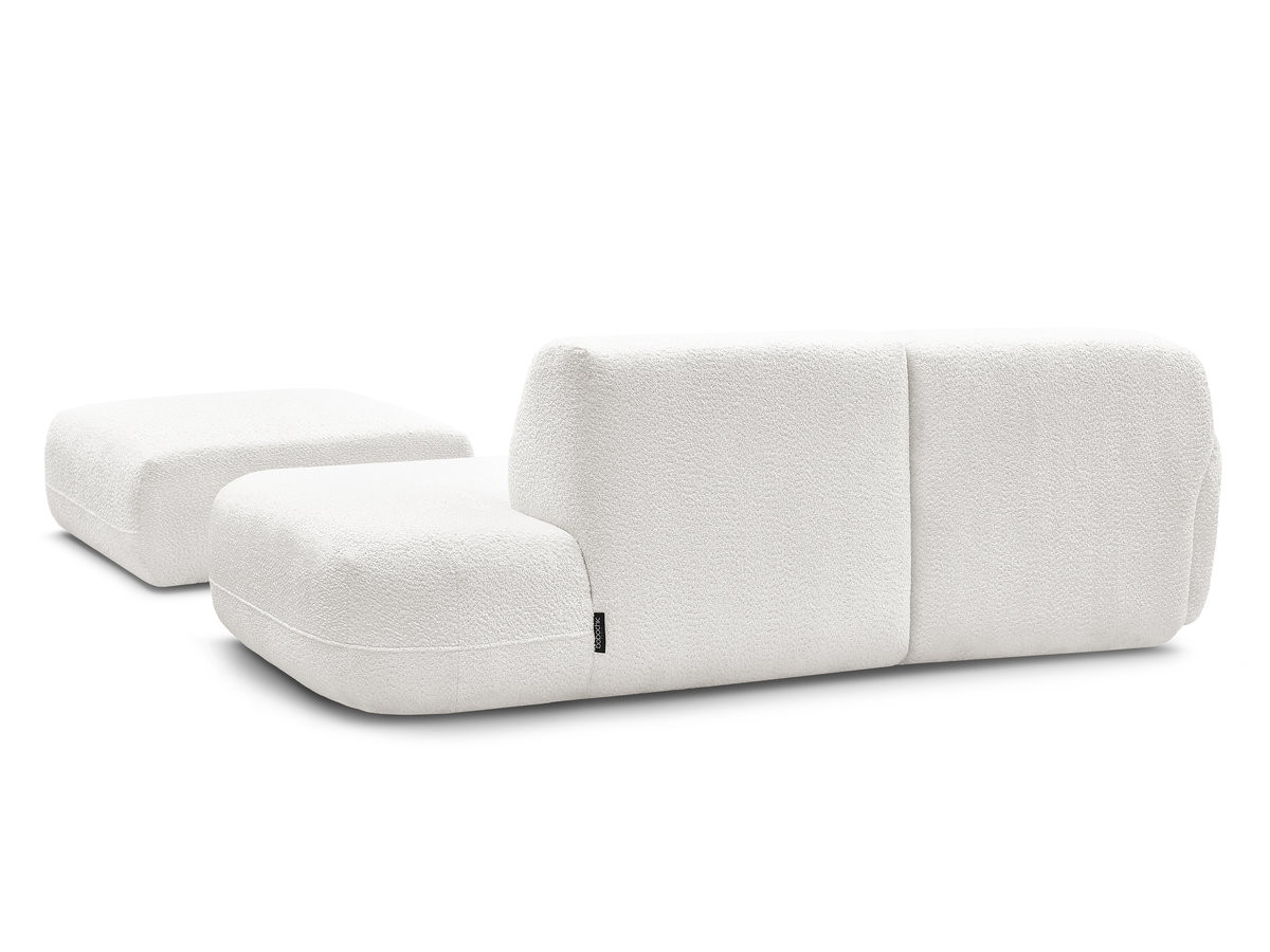 Bobochic Anda Ecksofa mit Pouf 241 × 163 cm Chenille Weiß Ecke links