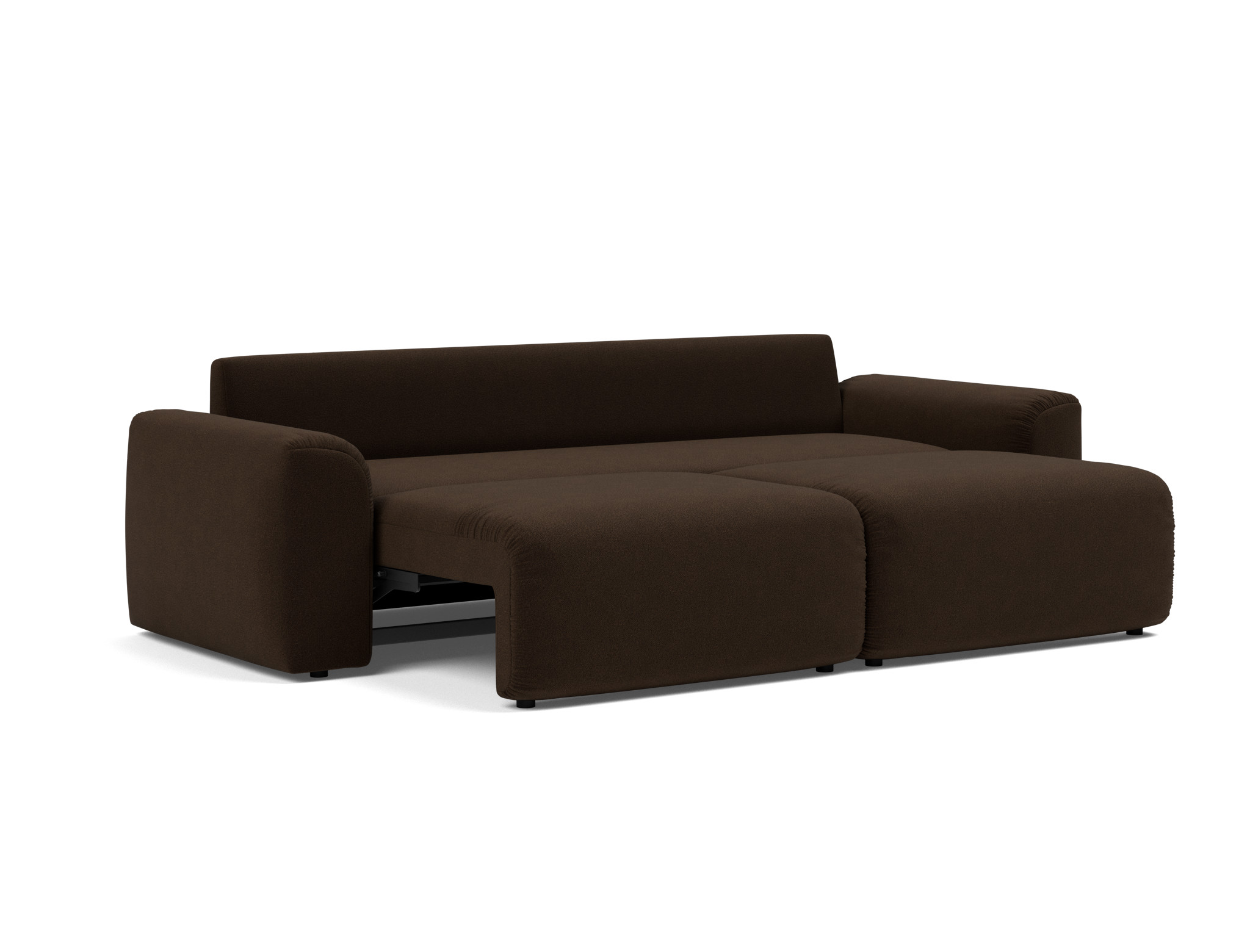 Schlafsofa Norum mit Chunky-Armlehnen Strukturierter Stoff Taura 358-Chocco