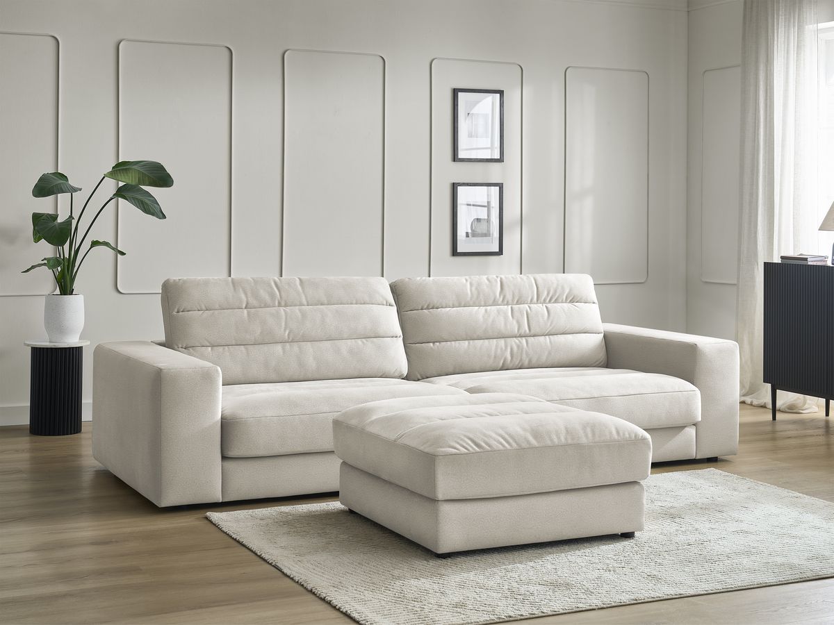 Bobochic Sierra Sofa 4-Sitzer mit Pouf Samt Beige