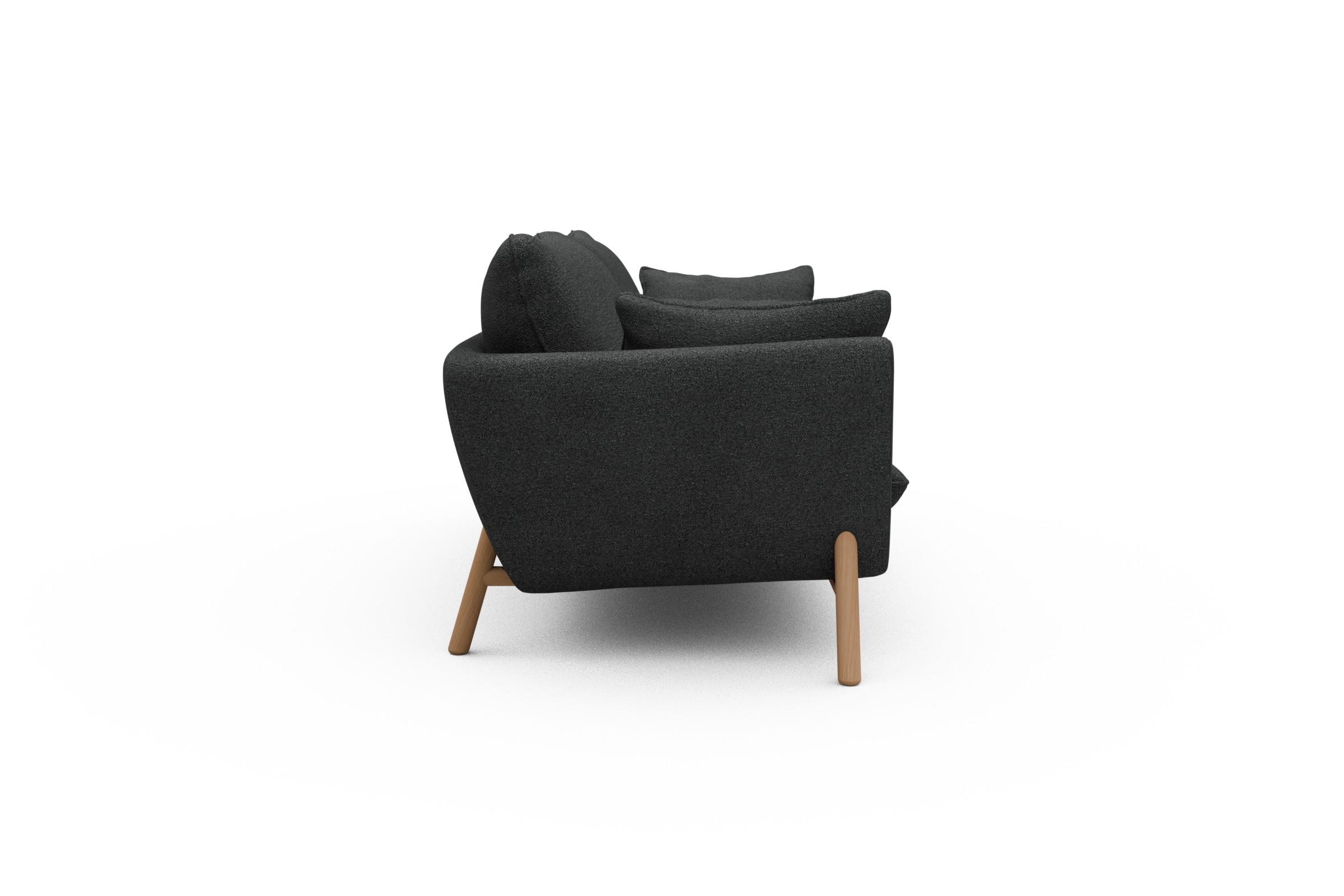 Sofa Emil 3-Sitzer Beinfarbe Eiche Natur Boucle-Charcoal