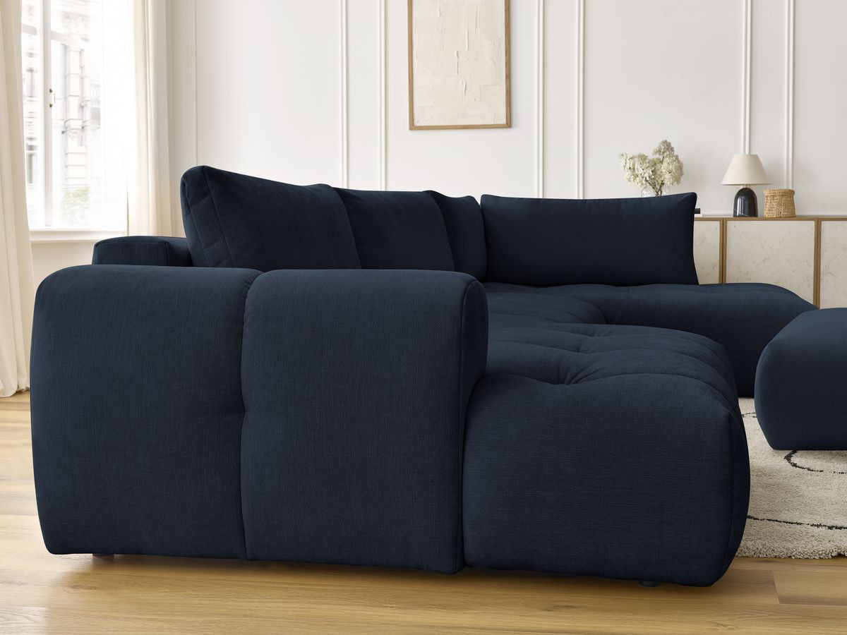 Bobochic Fuji Wohnlandschaft mit Pouf Stoff Dunkelblau Ecke links