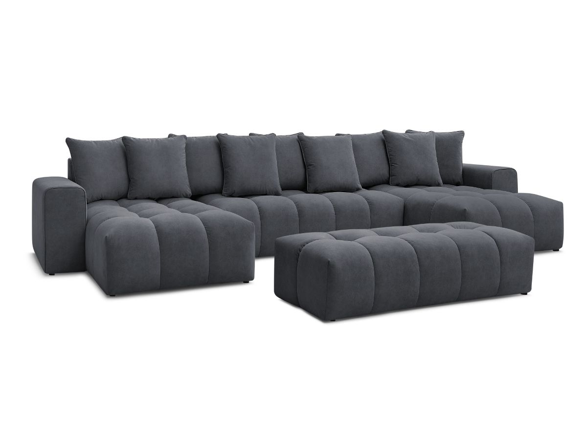 Bobochic Mont-blanc Wohnlandschaft mit Pouf Samt Dunkelgrau