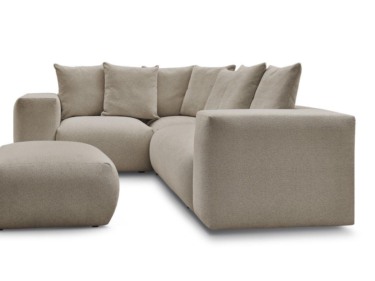 Bobochic Voltaire Ecksofa mit Pouf 268 × 214 cm Melange-Stoff Taupe Ecke links