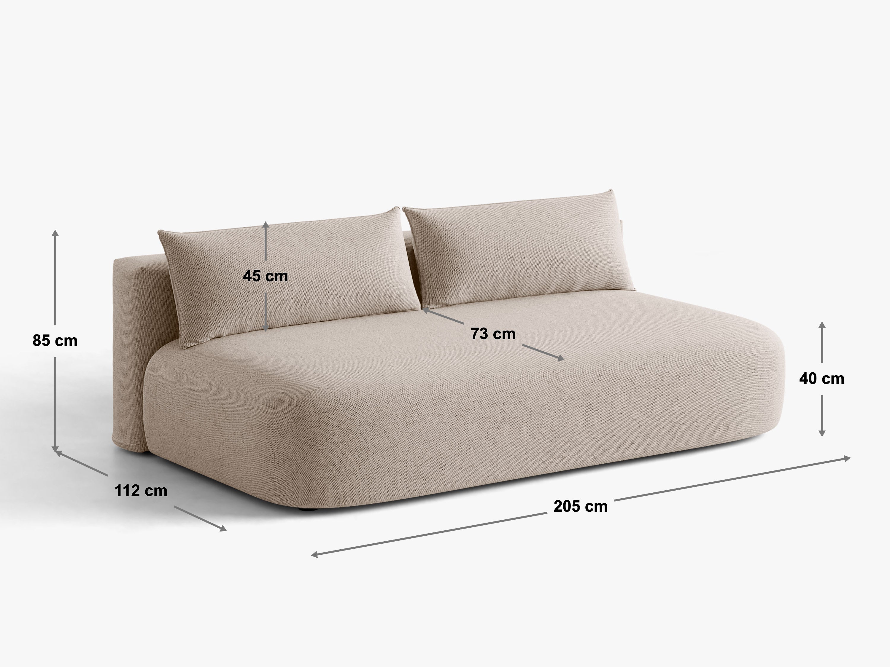 Micadoni Hena Sofa Mit Bettfunktion Und Stauraum Strukturierter Stoff Moly Cappuccino