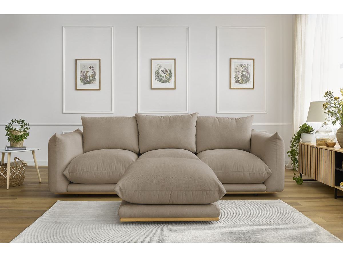 Bobochic Ernest Sofa 4-Sitzer mit Pouf Stoff Taupe