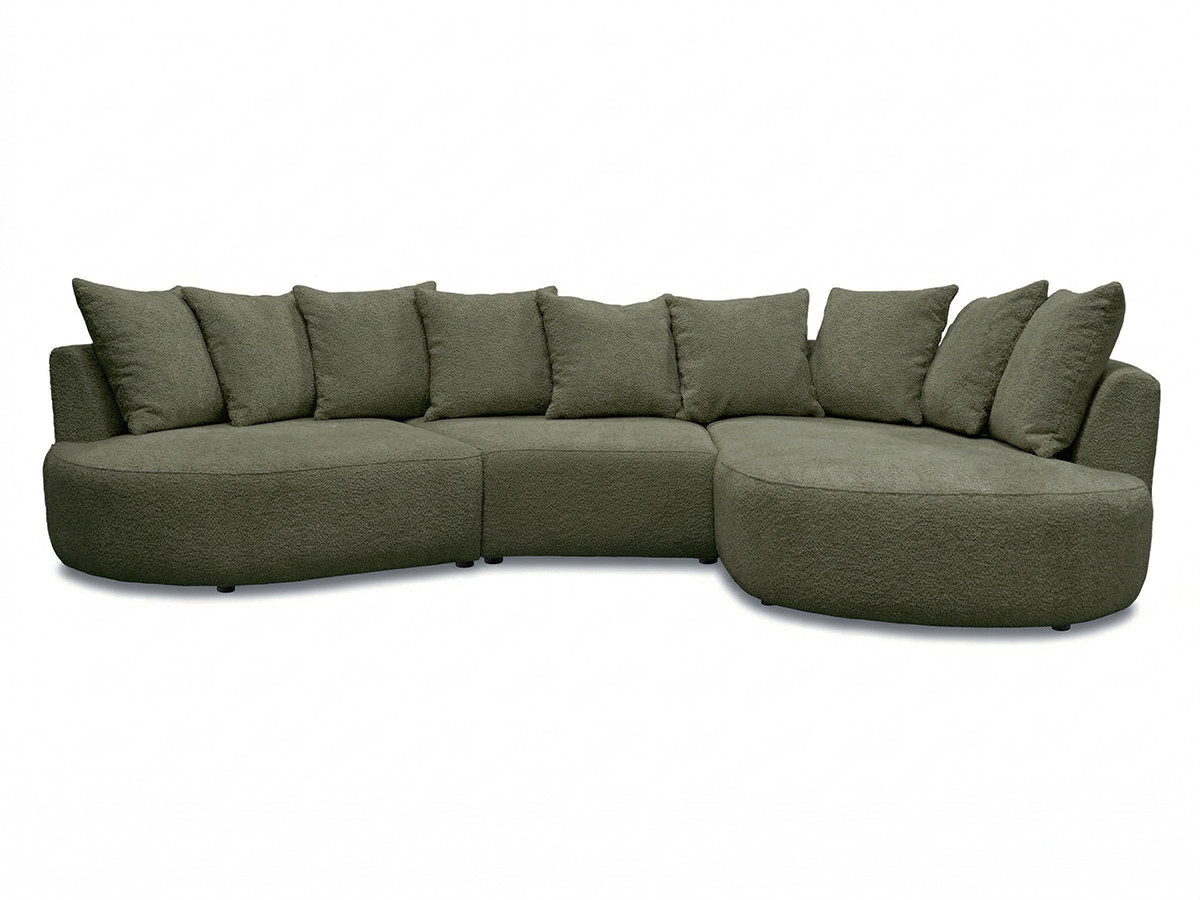 Bobochic Calypso Ecksofa Bouclé-Stoff Grün Ecke rechts