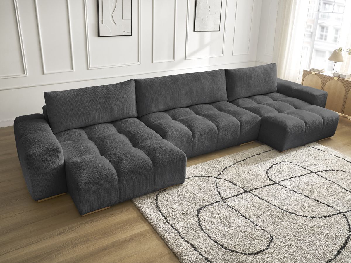 Bobochic Anakin Wohnlandschaft, 3 Kissen Strukturstoff Schwarz