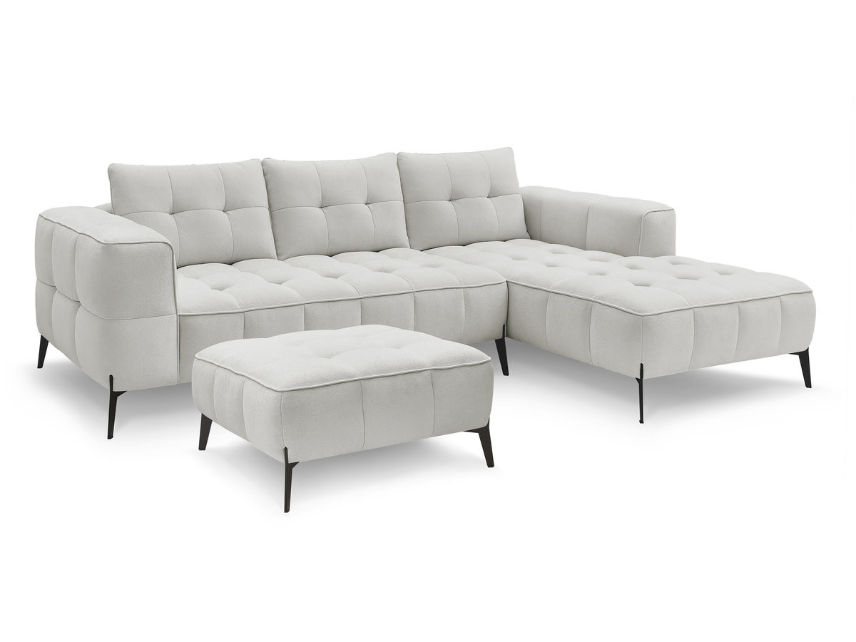 Bobochic Anis Ecksofa mit Pouf Strukturstoff Hellgrau Ecke rechts