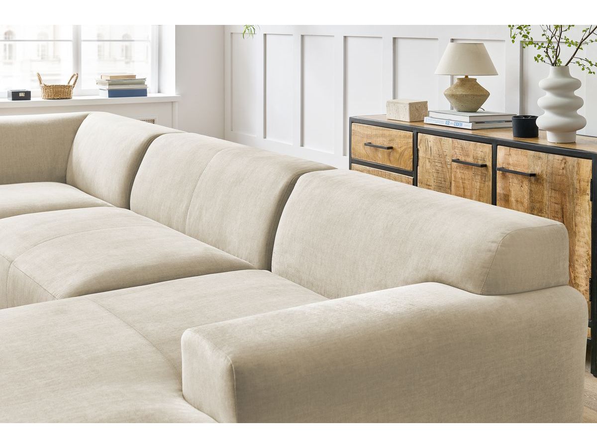 Bobochic Lavena Wohnlandschaft 359 × 220 cm Samt Beige Ecke rechts