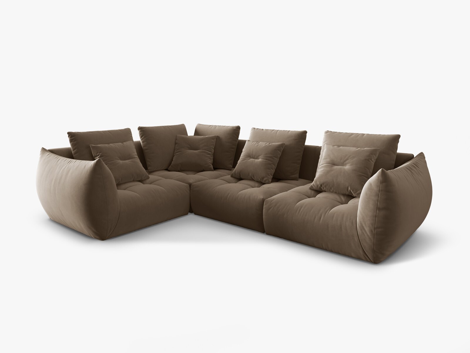 Micadoni Ecksofa Bloom 4-Sitzer Links Samt Hellbraun