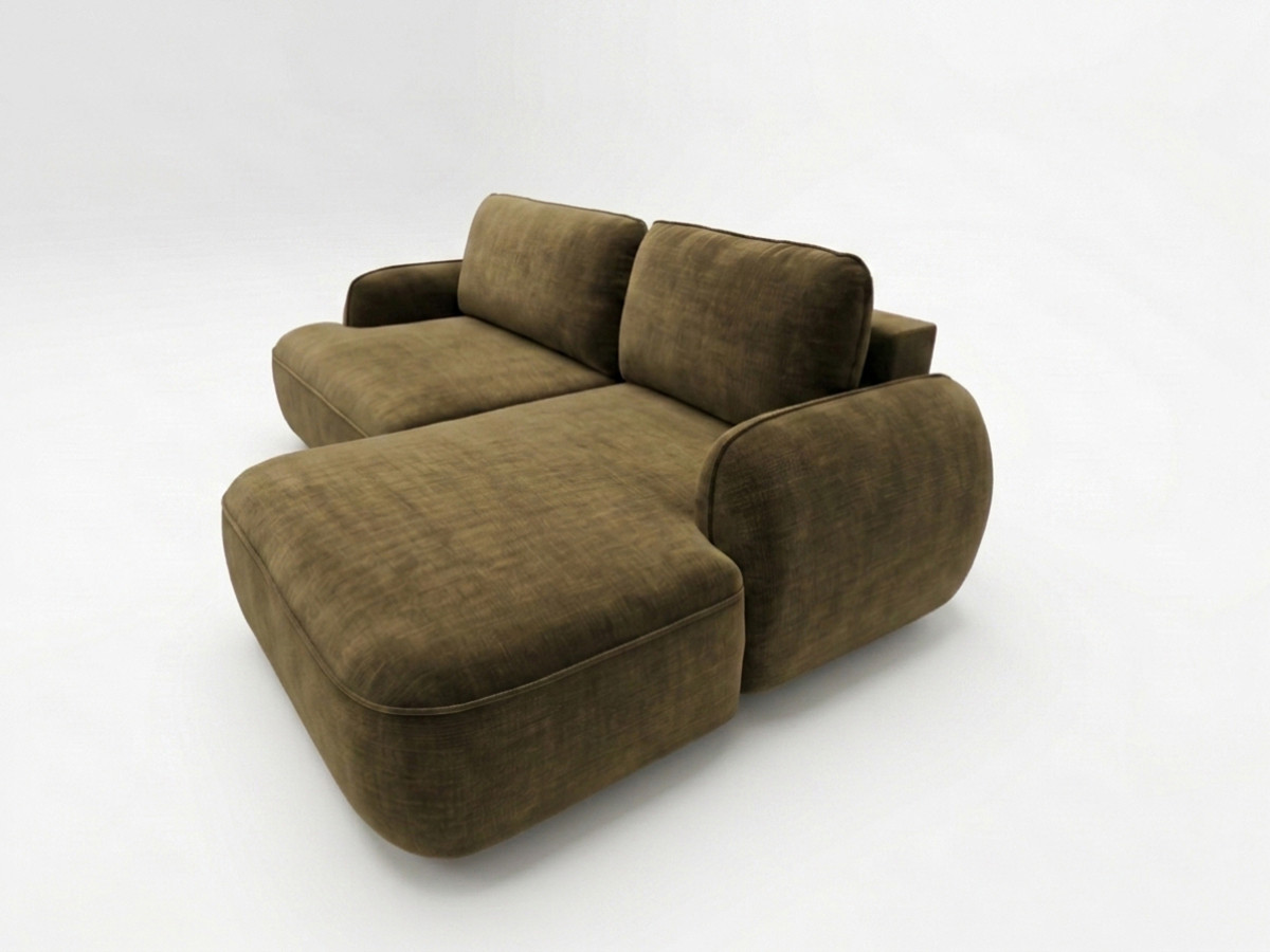 Bobochic Celeste Ecksofa mit Schlaffunktion und Bettkasten Stoff Grün Ecke rechts