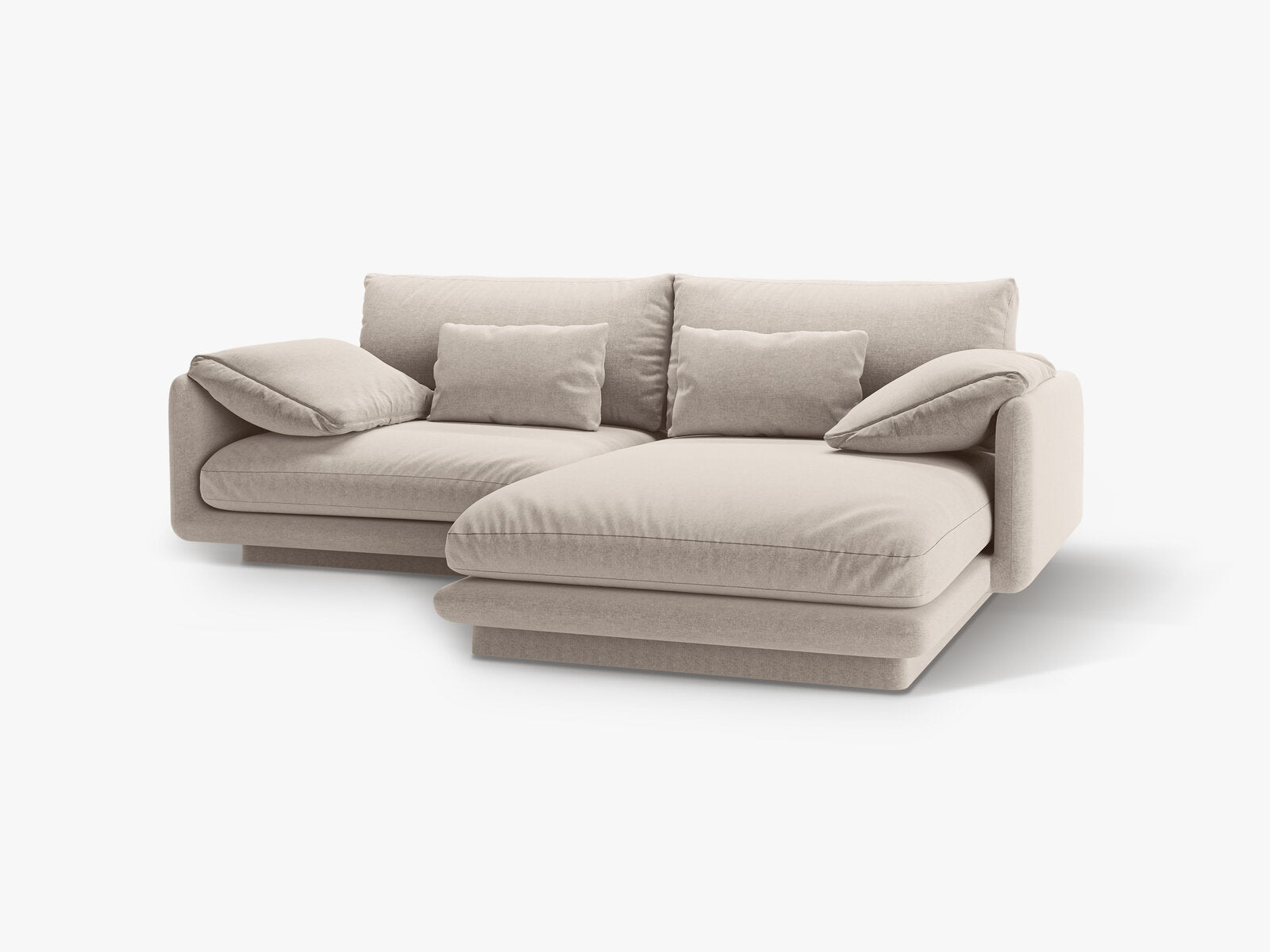 Micadoni Ecksofa Torino 3-Sitzer Rechts Strukturierter Stoff Helles Beige