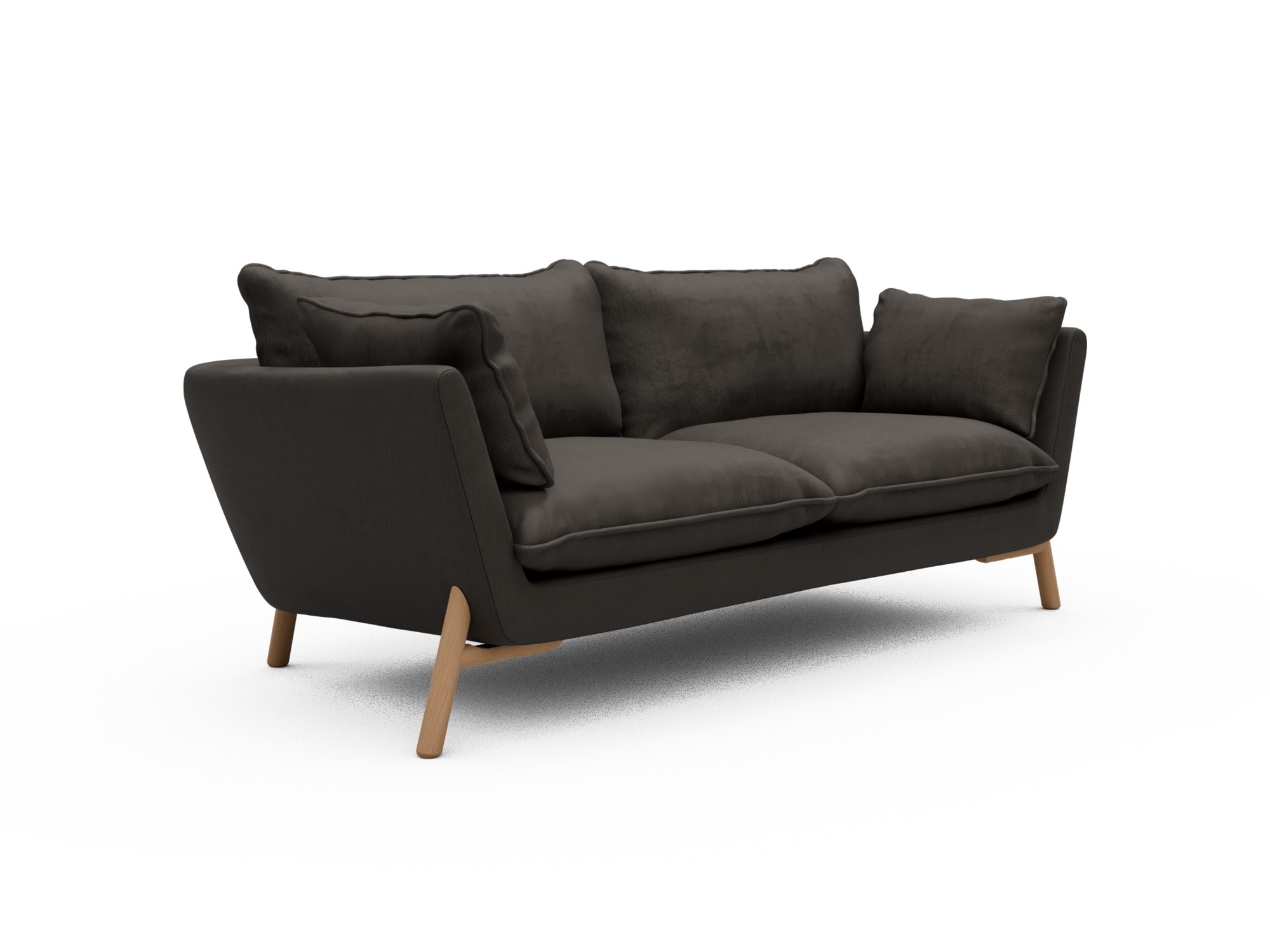 Skandi Home Sofa Emil Soft 2-Sitzer Beinfarbe Eiche Natur Cordufine-Taupe moebelfaktor