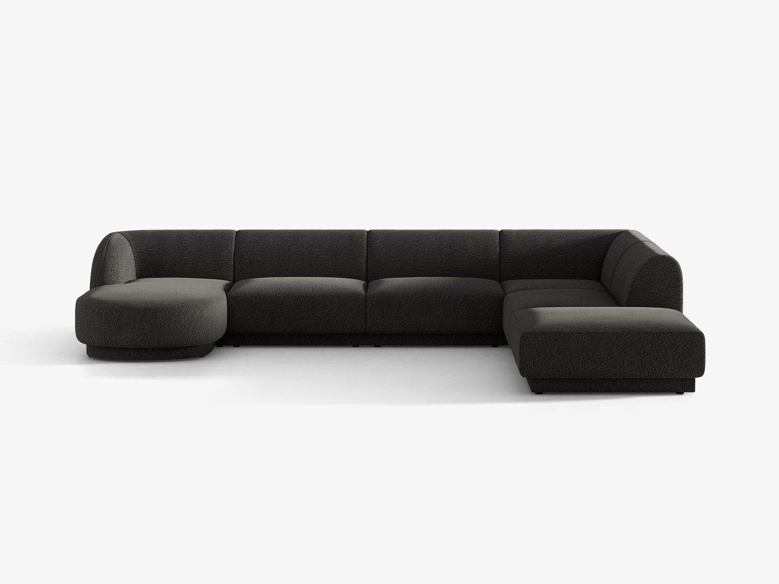 Micadoni Panorama-Ecksofa Miley 6-Sitzer Rechts Boucle Baloo Braun