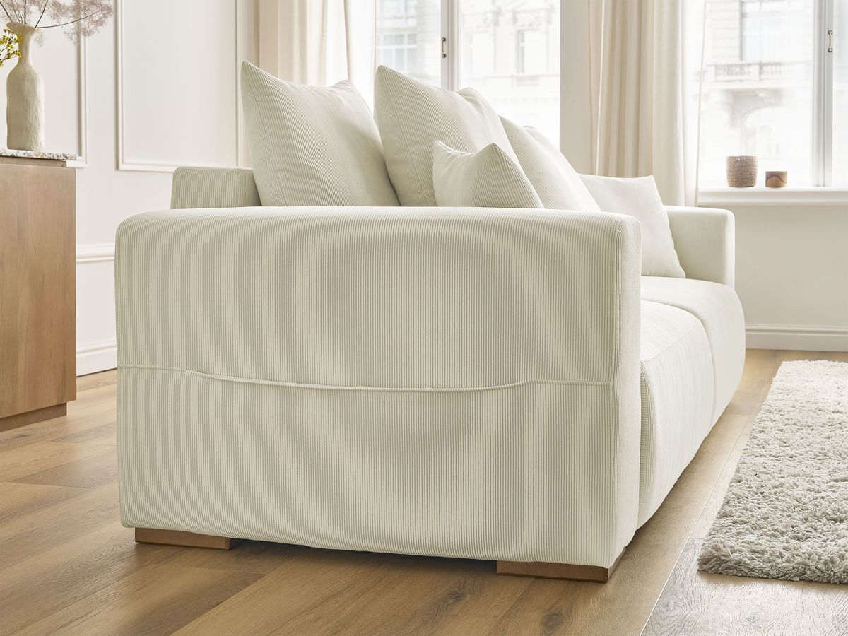 Bobochic Sidonie Schlafsofa 3-Sitzer mit Bettkasten Cordsamt Beige