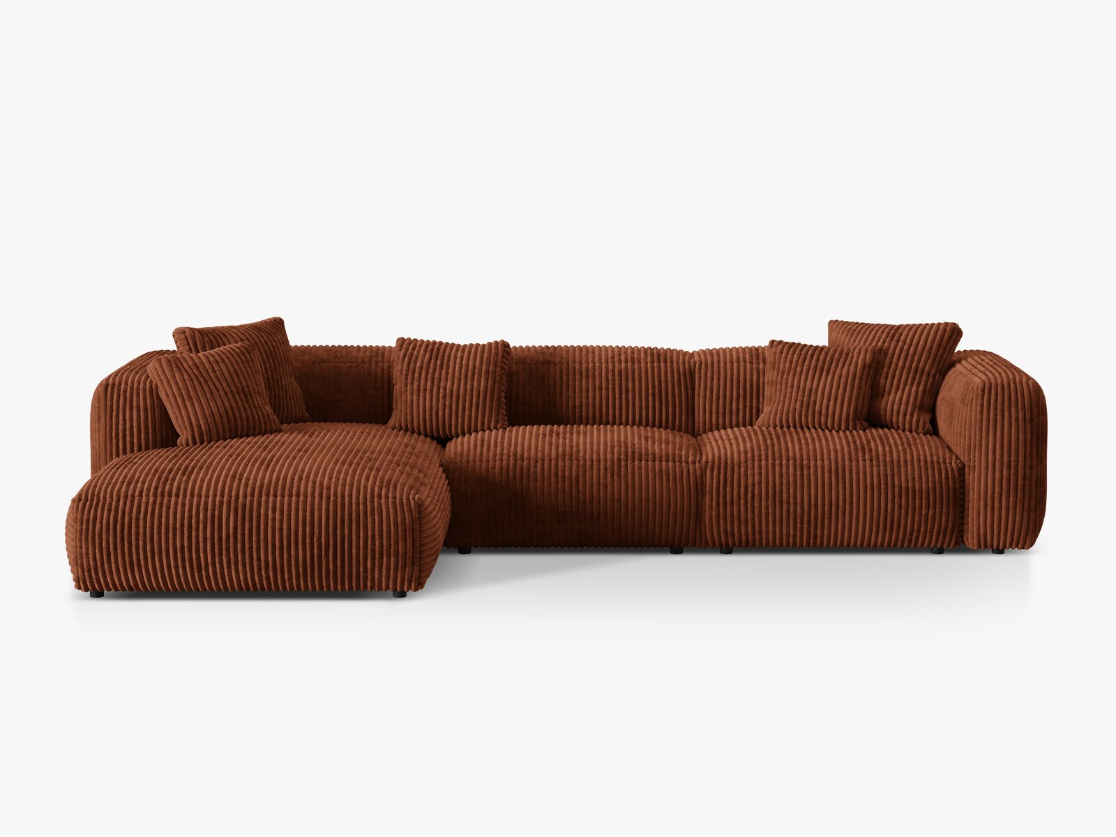 Micadoni Ecksofa Martina 3-Sitzer Links Kord Tilia Ziegel