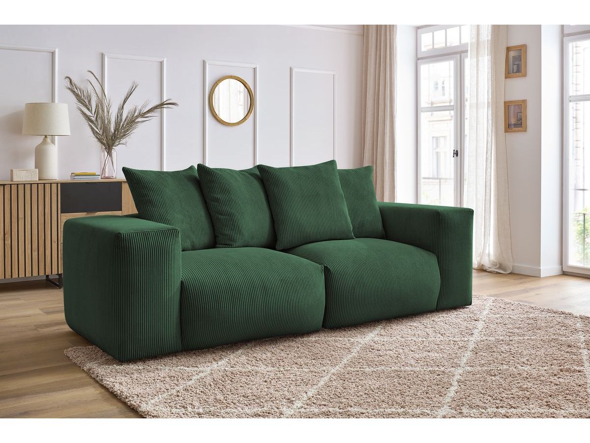 Bobochic Voltaire Sofa 3-Sitzer 248 × 100 cm Cordsamt Grün