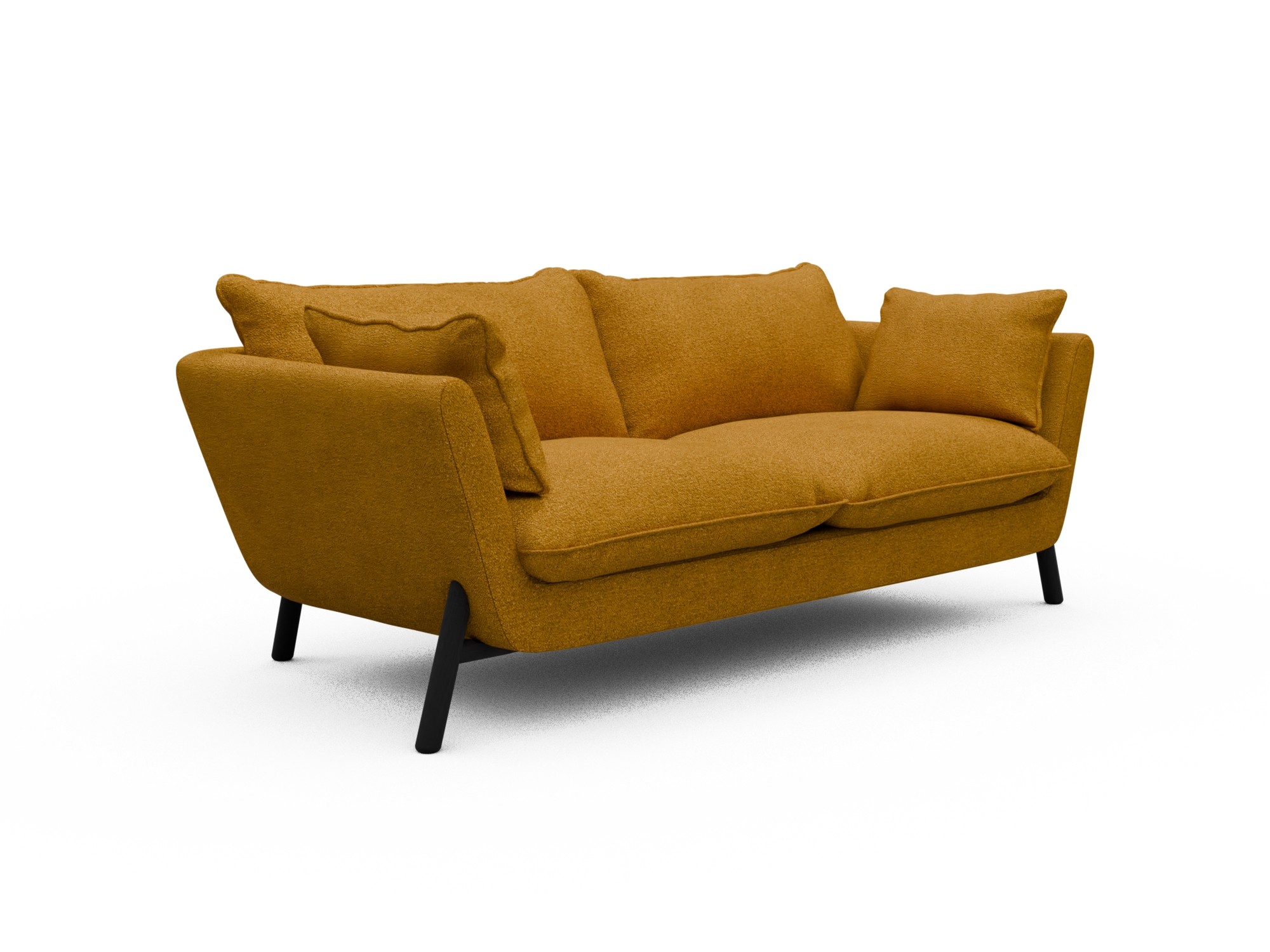 Skandi Home Sofa Emil Soft 2-Sitzer Beinfarbe Eiche Schwarz Boucle-Ochre moebelfaktor