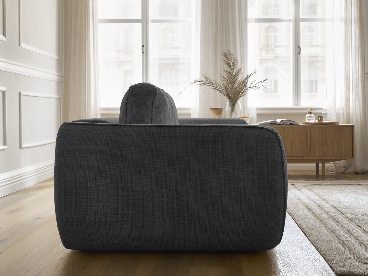 Bobochic Denise Schlafsofa 3-Sitzer mit Bettkasten Strukturstoff Schwarz