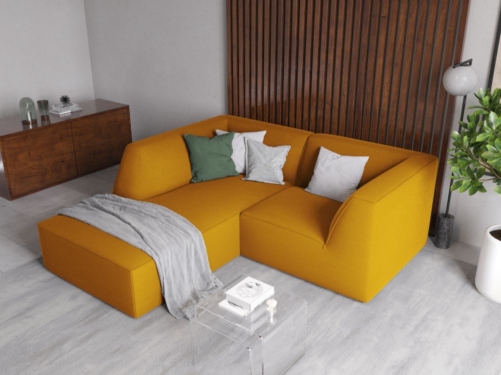 Cosmopolitan Design Ecksofa Siena 3-Sitzer Samt Salvador Gelb Links