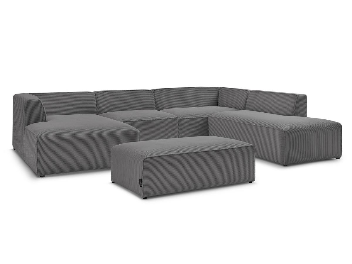 Bobochic Megeve Wohnlandschaft mit Pouf Cordsamt Dunkelgrau Ecke links