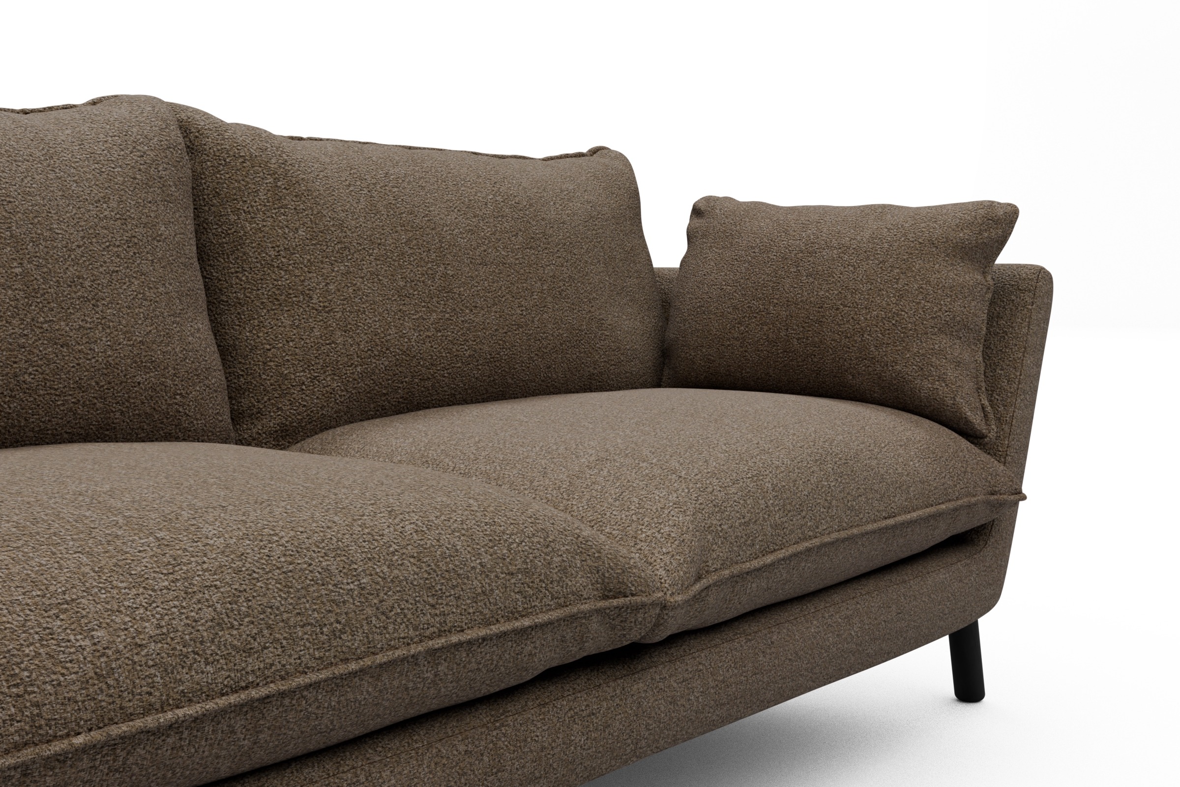 Sofa Emil PREMIUM 3-Sitzer Beinfarbe Eiche Schwarz Aivi-Khaki-Brown