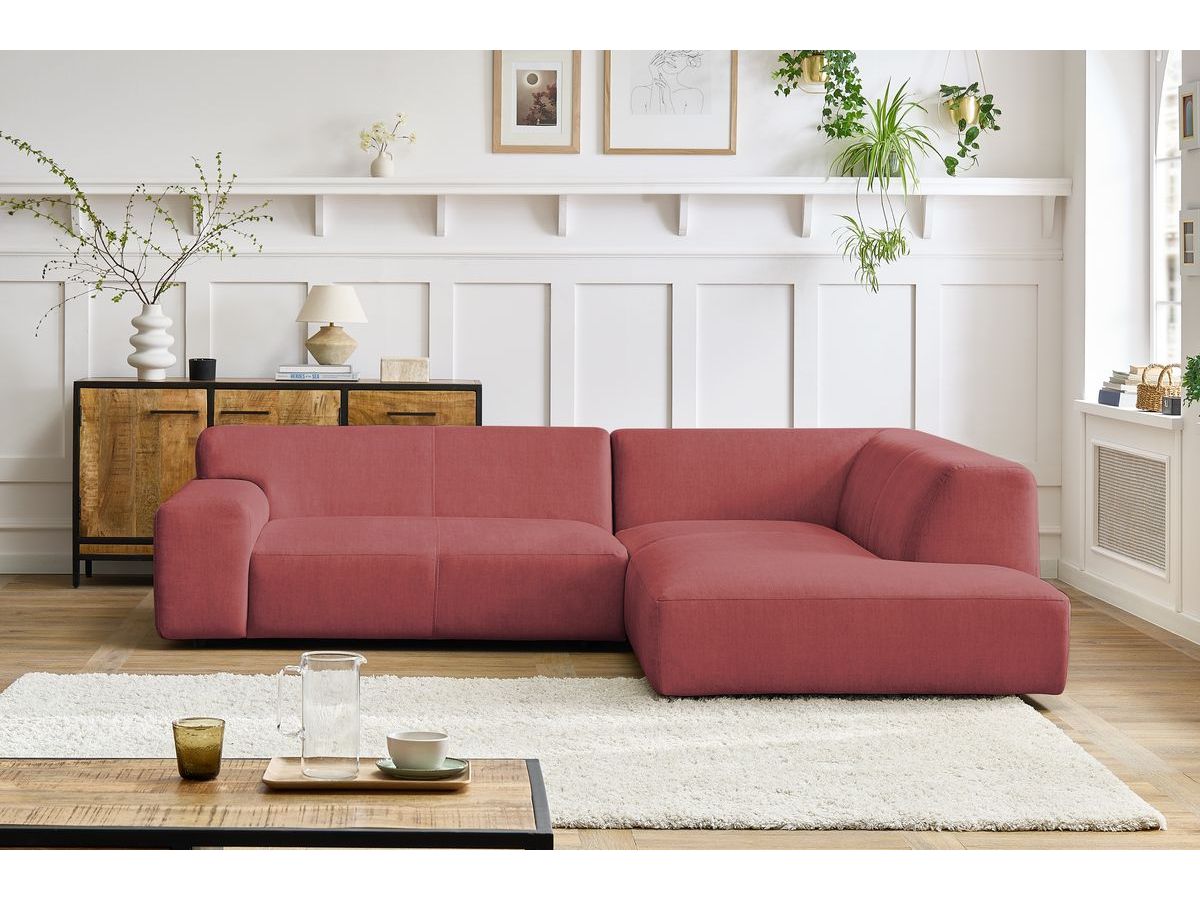 Bobochic Lavena Ecksofa 272 × 220 cm Samt Orange Ecke rechts