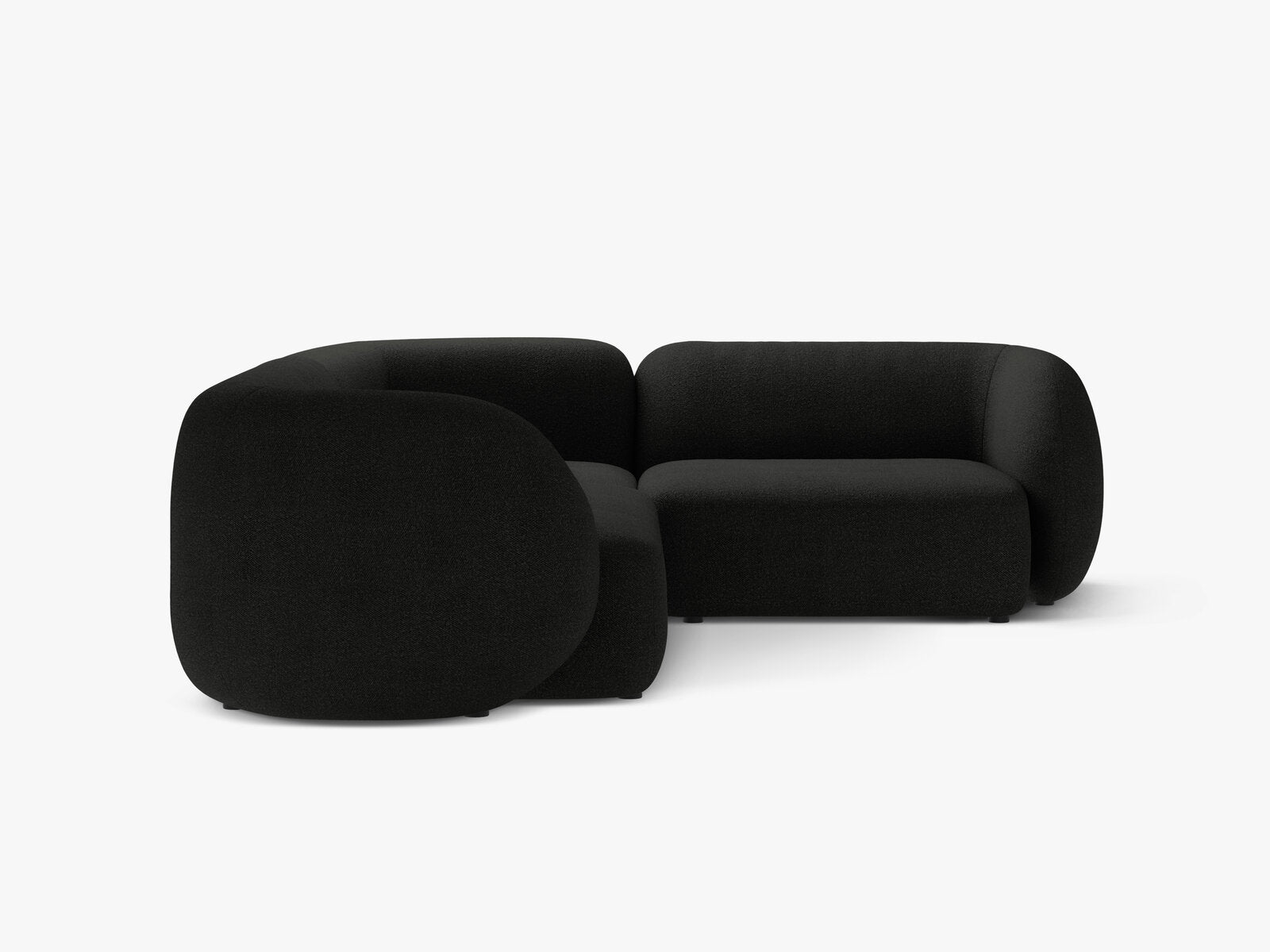 Micadoni Ecksofa Kate 4-Sitzer Rechts Boucle Schwarz