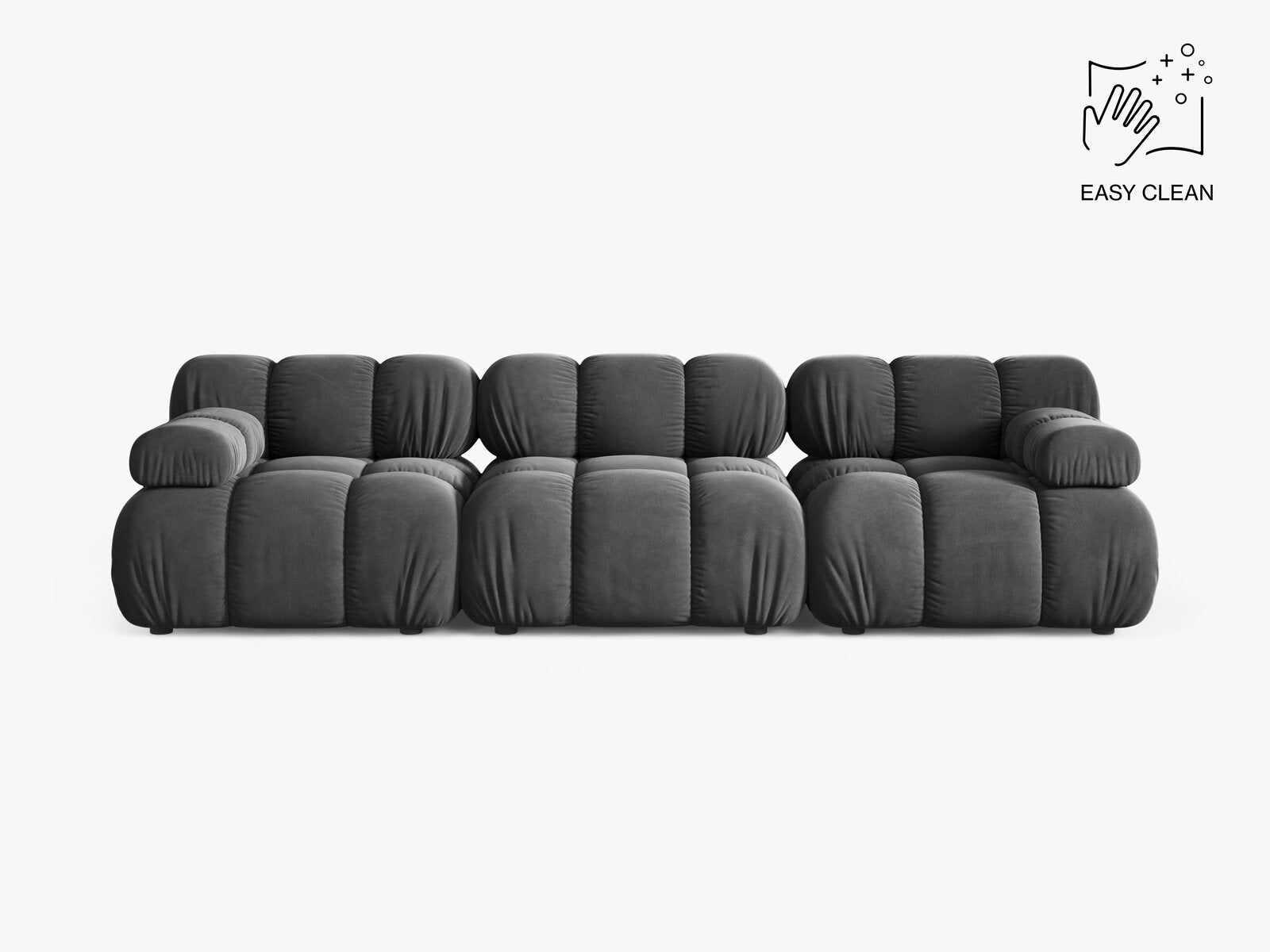Micadoni Modulares Sofa Bellis 3-Sitzer Samt Venus Grau