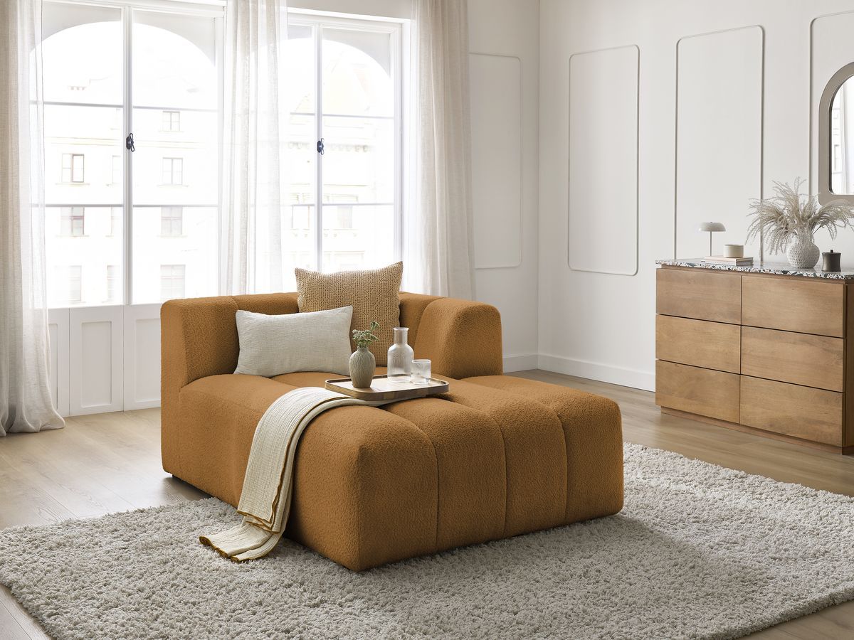 Bobochic Annecy Méridienne-Modul Bouclé-Stoff Gelb Ecke rechts