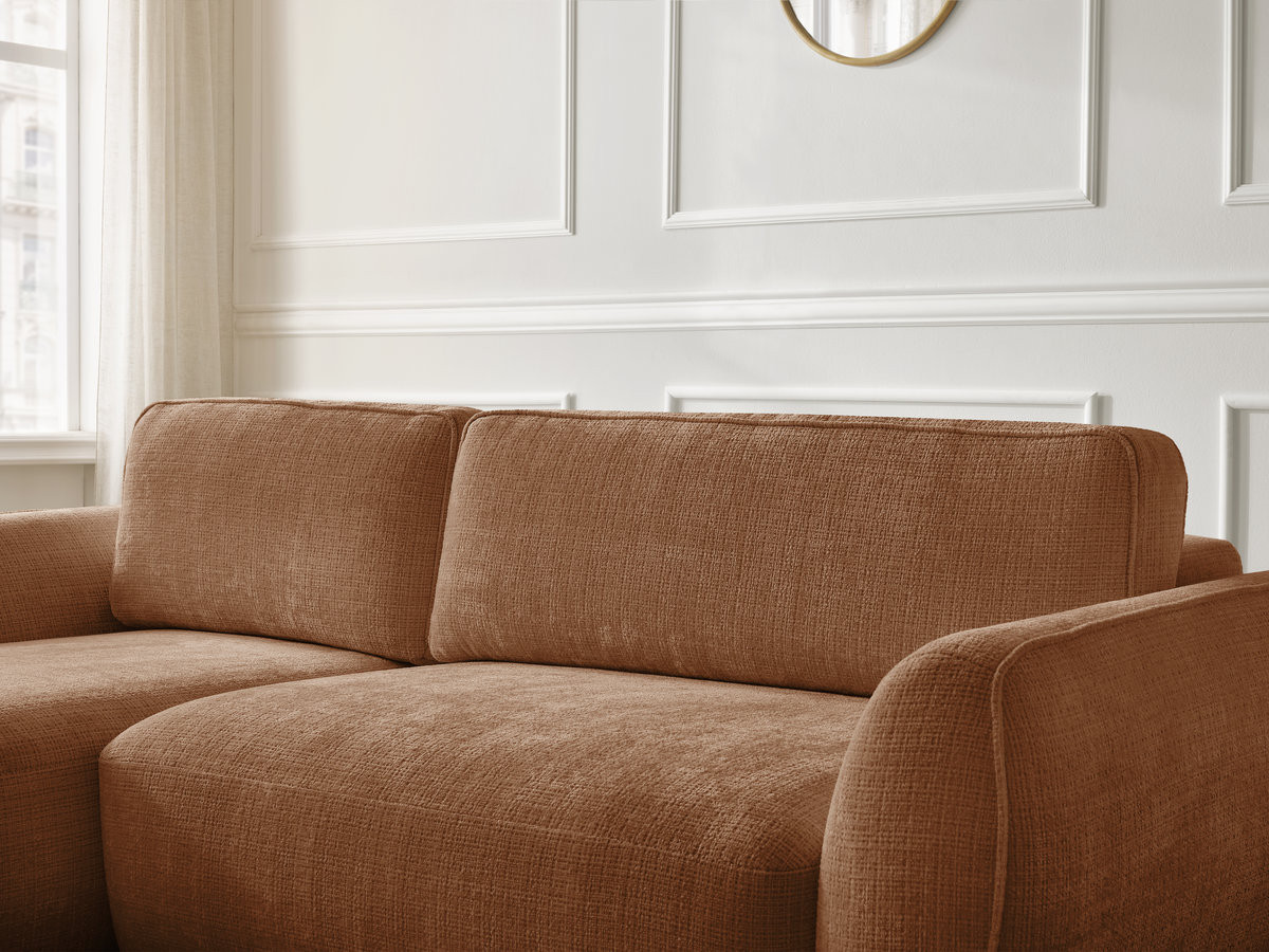 Bobochic Denise Ecksofa mit Schlaffunktion und Bettkasten 258 × 160 cm Strukturstoff Orange Ecke links