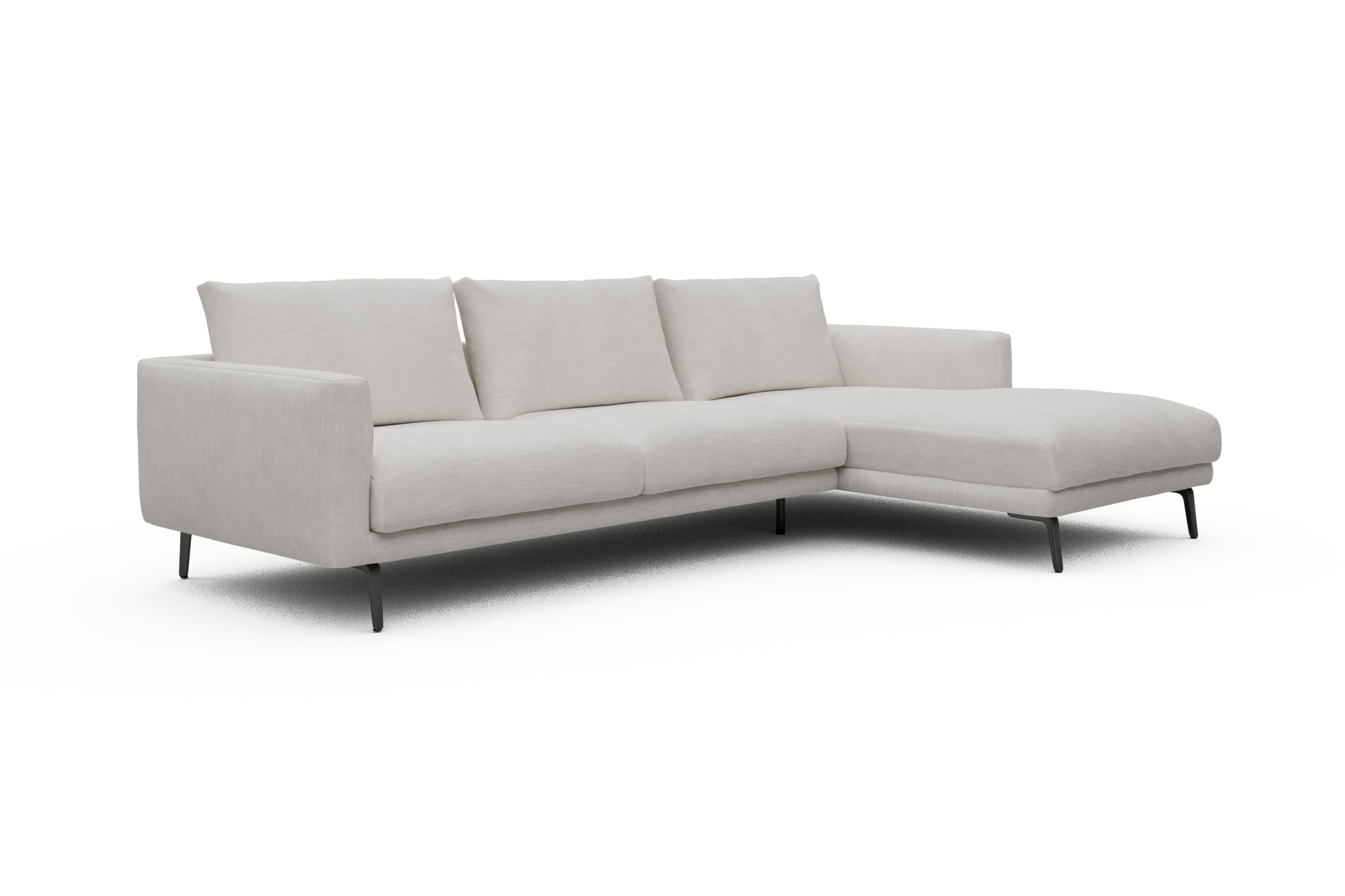 Ecksofa Karl Chaiselongue rechts mit 2,5-Sitzer Vivus-Dusty-Off-White