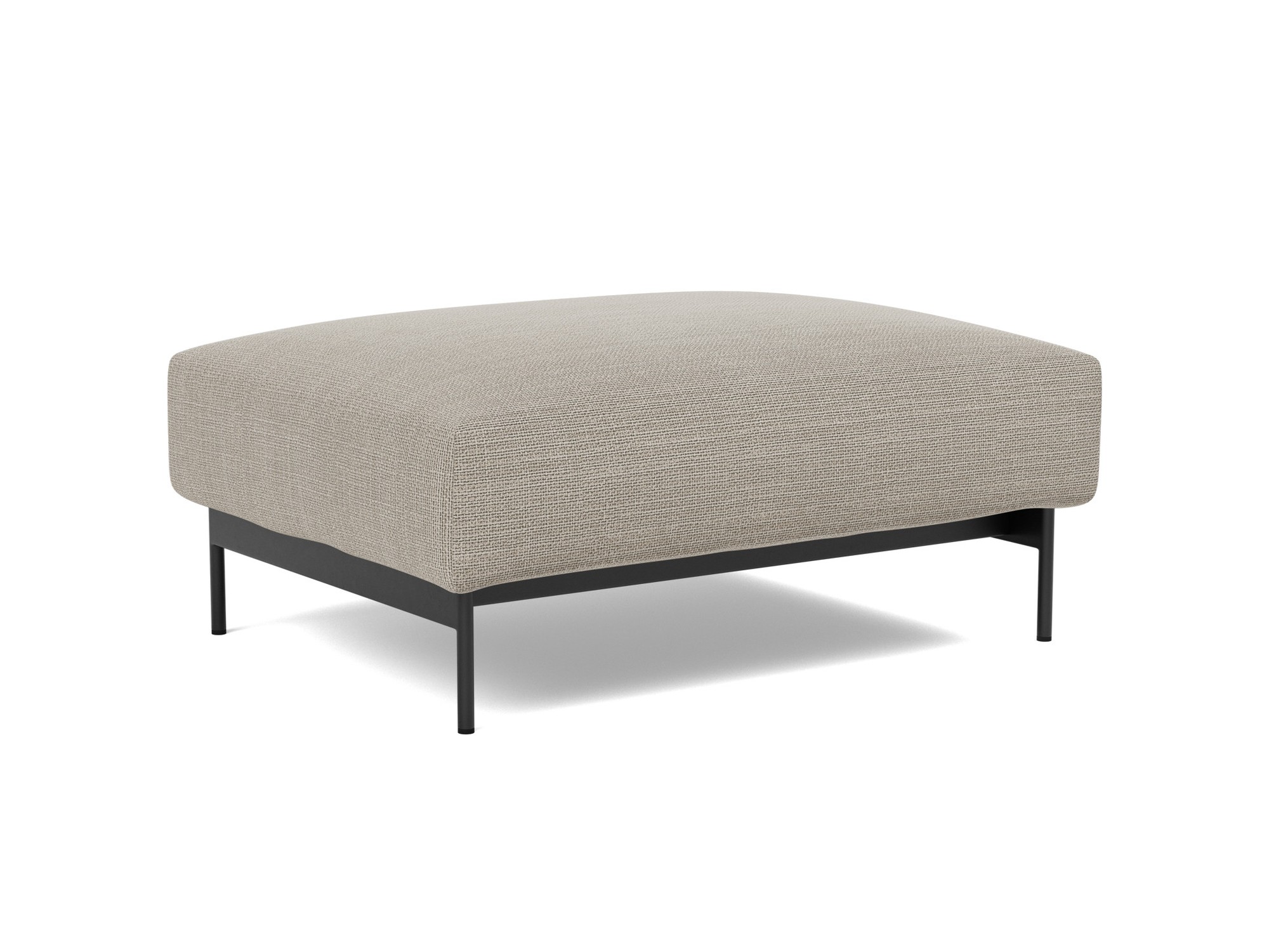 Hocker Malloy Strukturierter Stoff Kenya 579-Gravel Beine Schwarzes Metall