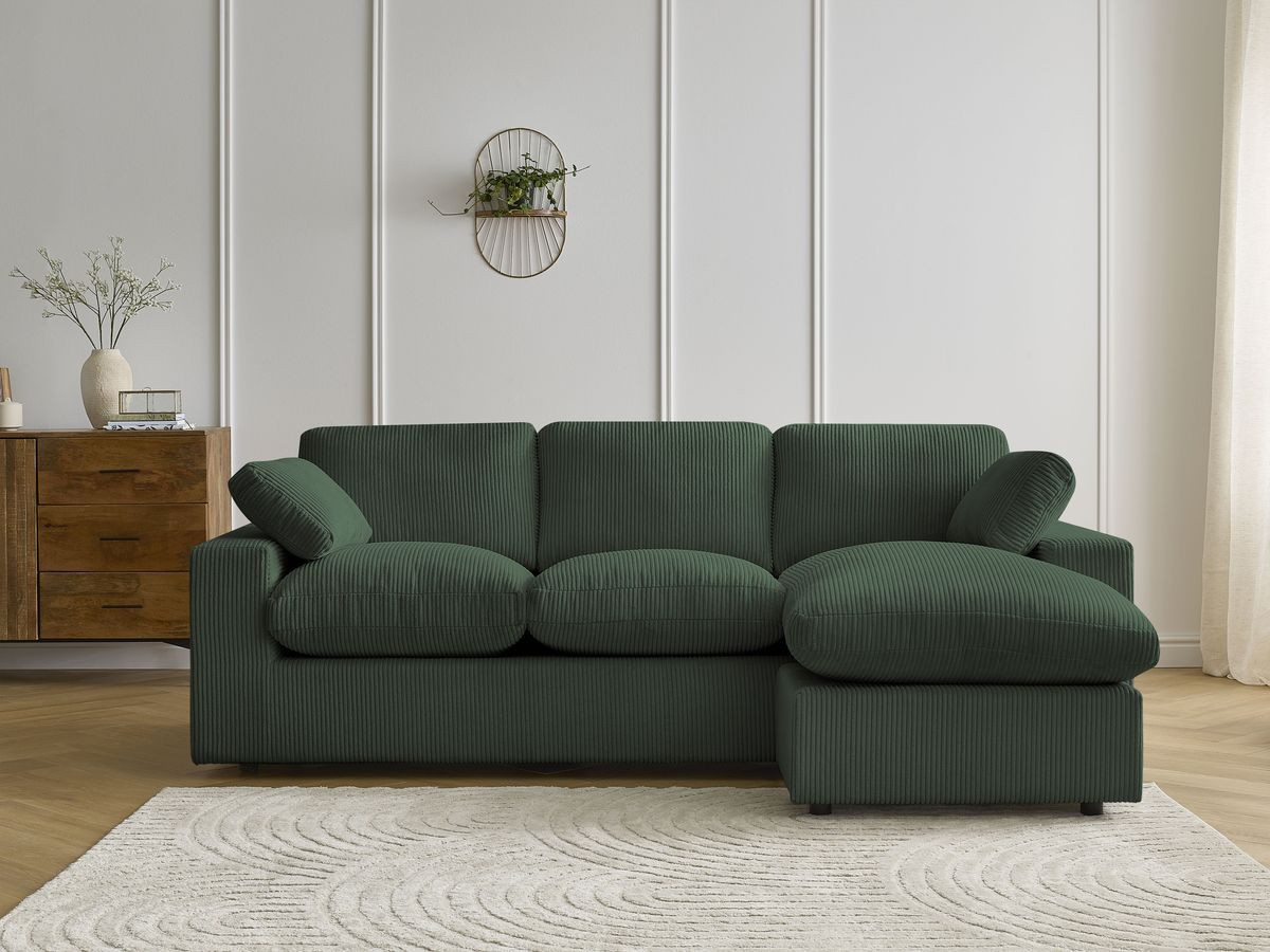 Bobochic Belair Ecksofa 220 × 139 cm Cordsamt Grün
