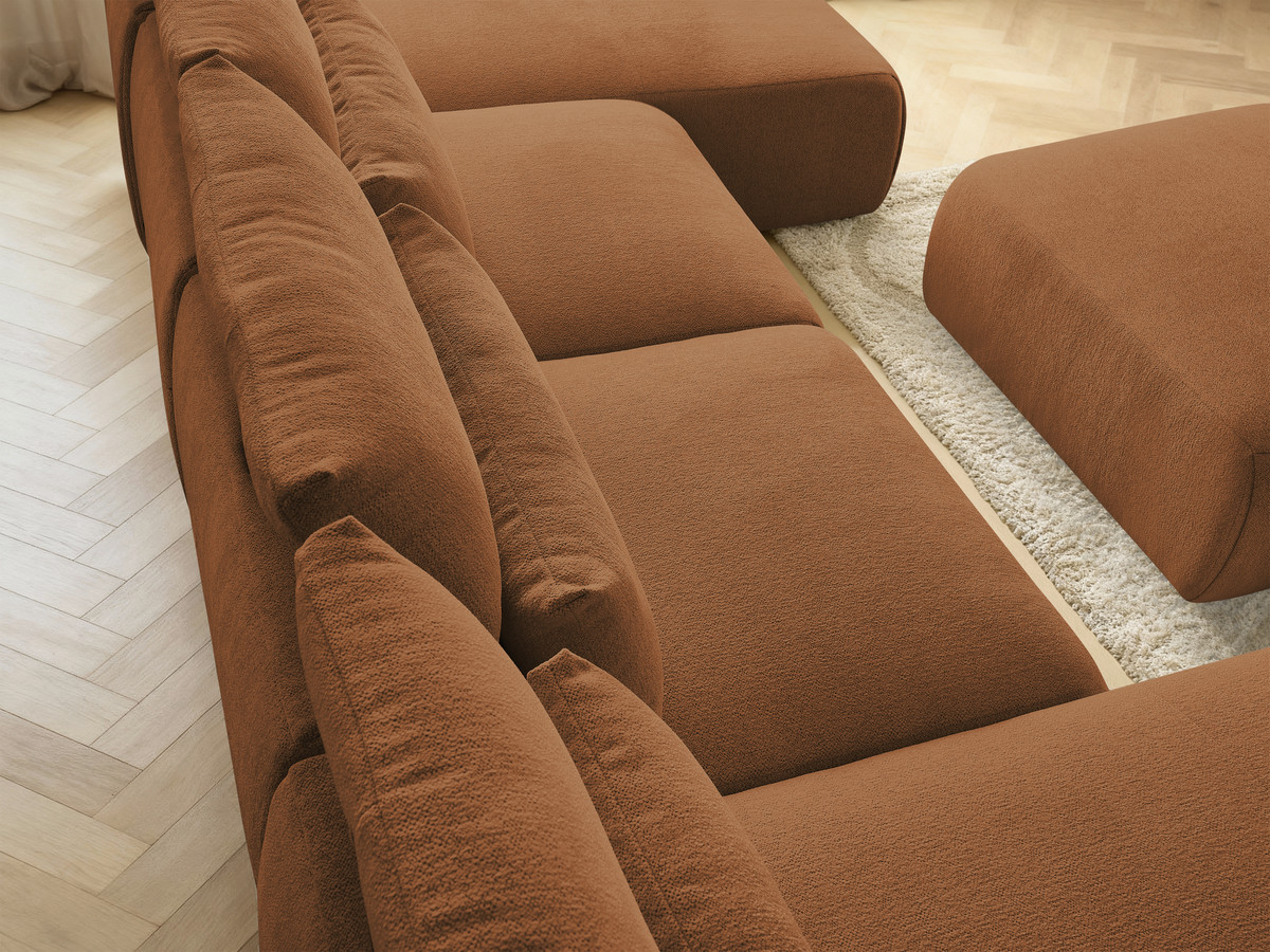 Bobochic Jana Wohnlandschaft mit großem Pouf Melange-Stoff Orange