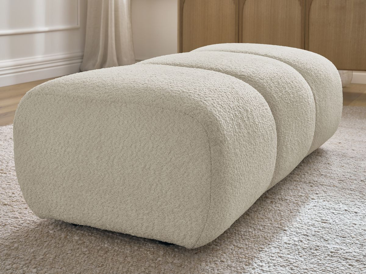 Bobochic Pamira Pouf Bouclé-Stoff Beige