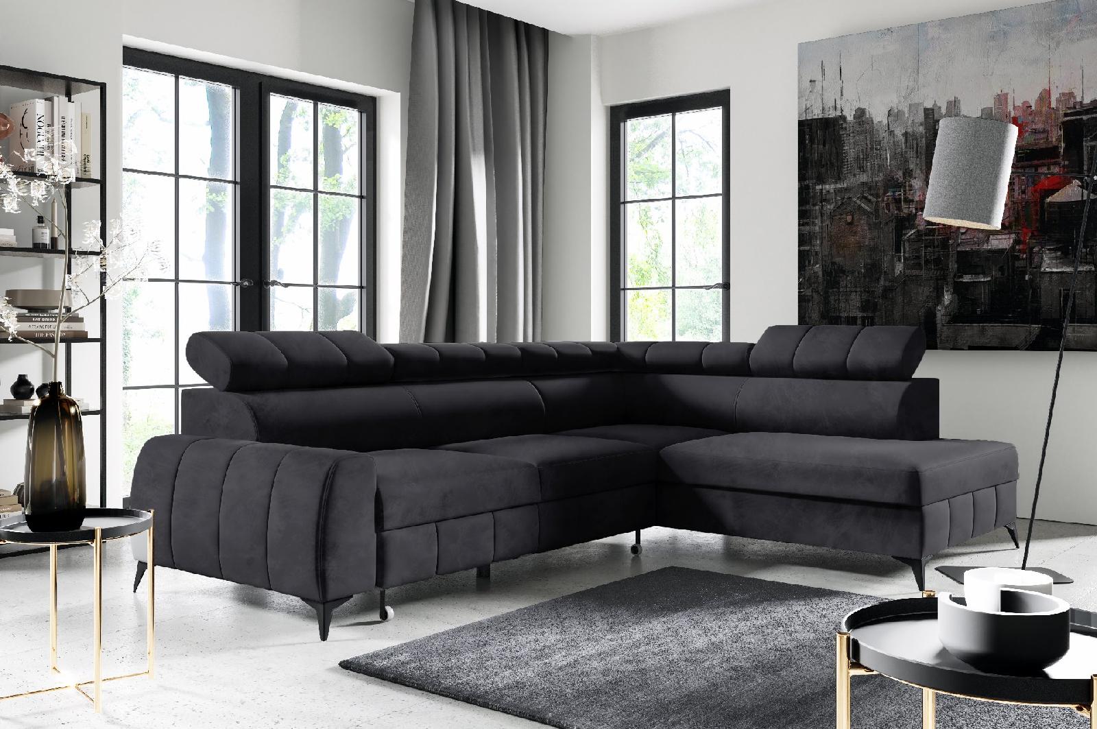 Eckschlafsofa London Monolith wasserabweisender Samtstoff moebelfaktor