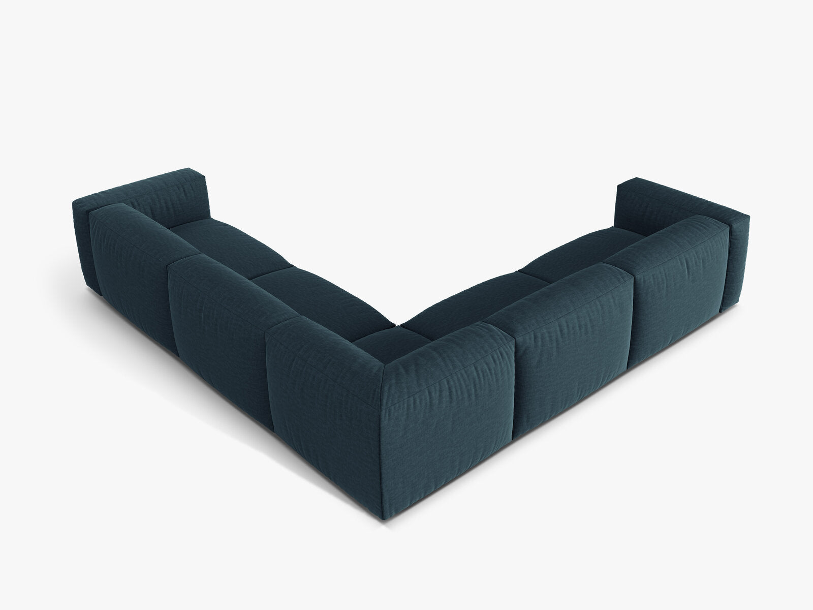 Micadoni modulares symmetrisches Ecksofa XL Martina 5-Sitzer Strukturierter Stoff Boston Jeansblau