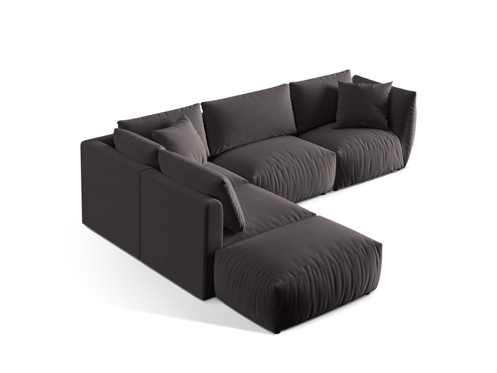 Micadoni Modulares Ecksofa Chris 4-Sitzer Links Samt Dunkelgrau
