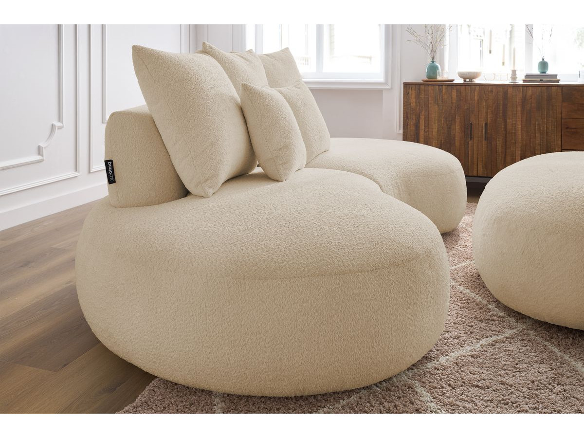 Bobochic Saint-germain Sofa 5-Sitzer mit Pouf Bouclé-Stoff Beige