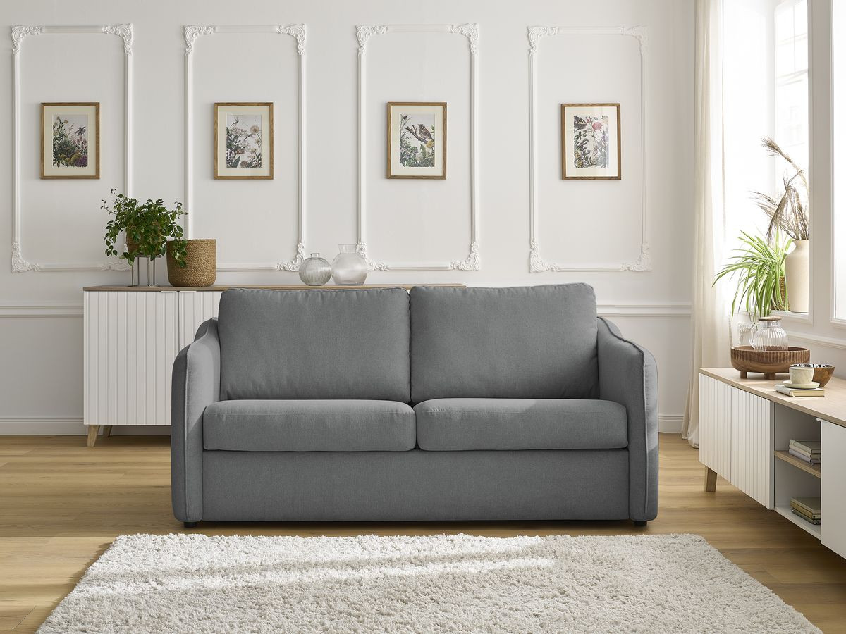 Bobochic Lenny Schlafsofa 3-Sitzer Stoff Dunkelgrau
