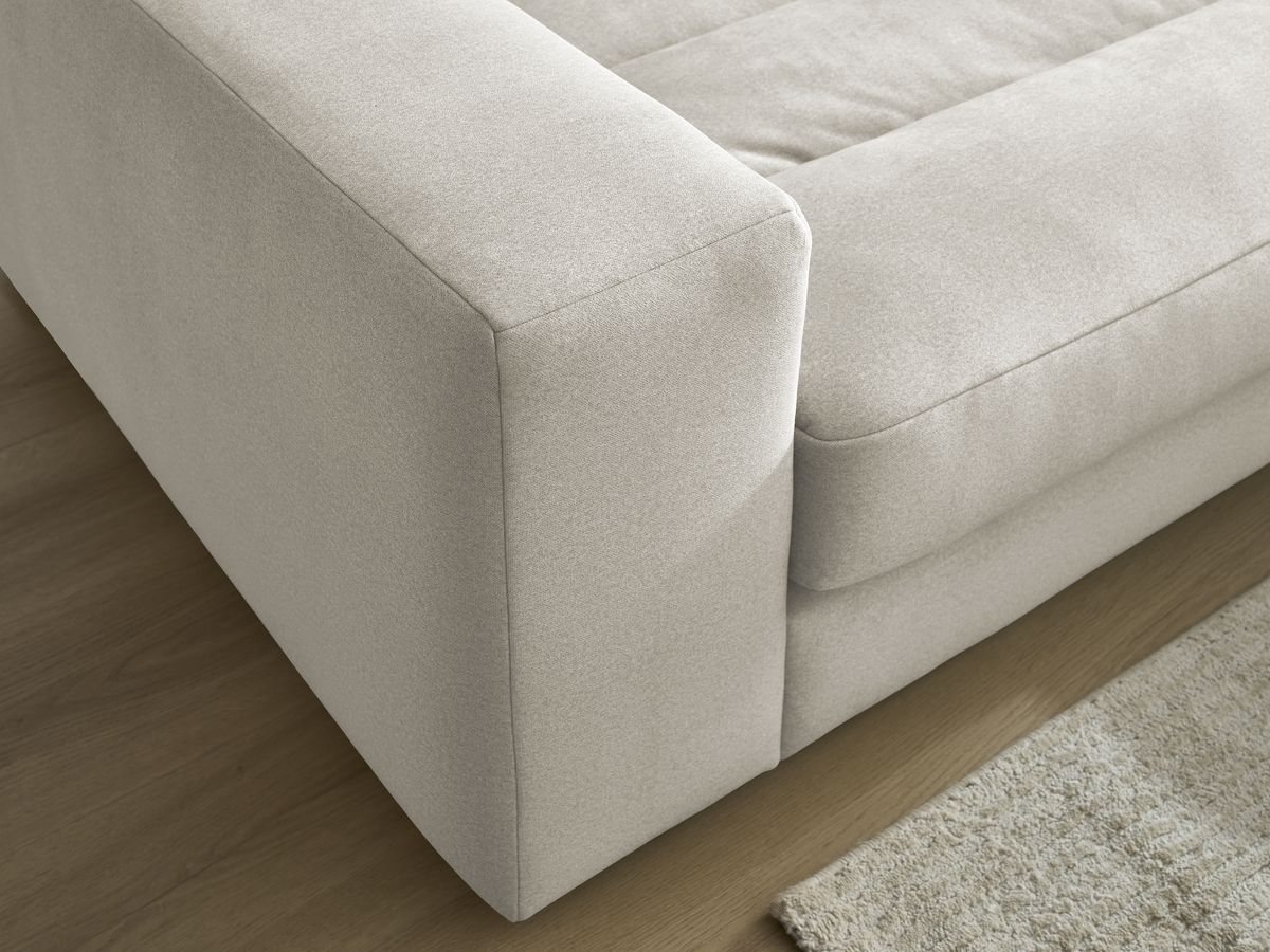 Bobochic Sierra Ecksofa mit Pouf Samt Beige Ecke rechts